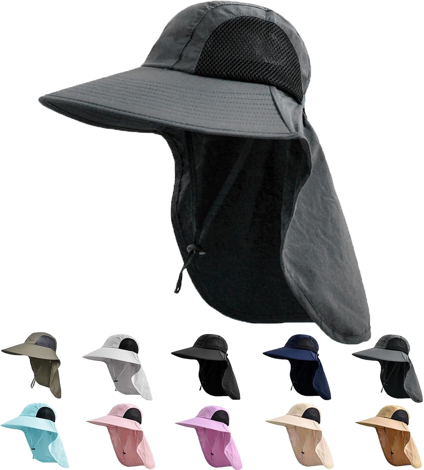 Sun Hat for Men Women with Neck Flap,UPF 50+ UV Protective Hiking Fishing Hats,W...