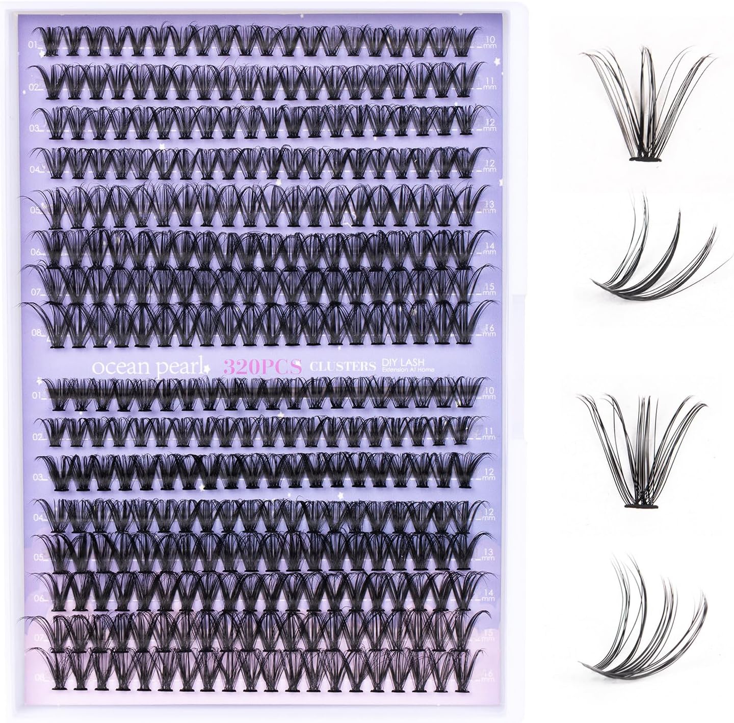 Individual Eyelashes 320 Pcs Cluster Lashes Natural 30D+40D 10-16mm Lash Cluster...