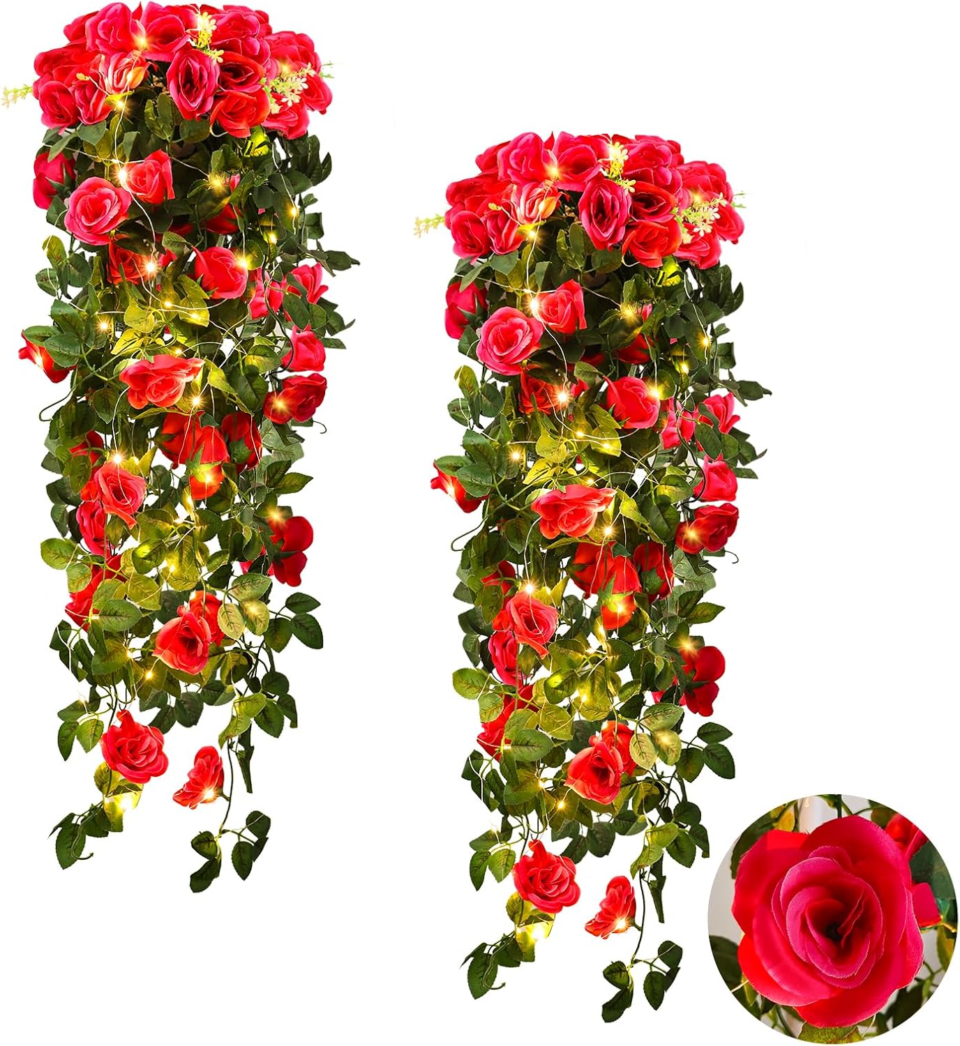 RECUTMS 2pcs Artificial Hanging Plants 32 in Fake Plant Ivy Vine Outdoor UV Resi...