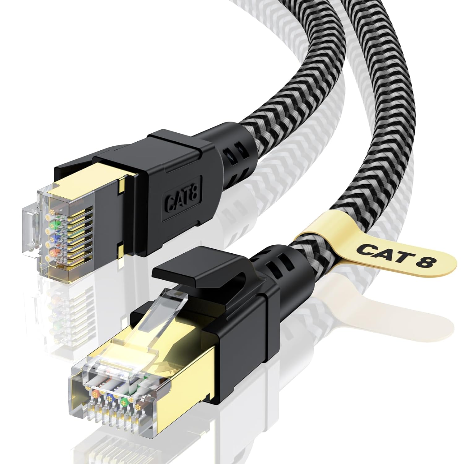 CABNEER Cat 8 Ethernet Cable 5M, High-Speed Gigabit Braided RJ45 LAN Patch Cord,...
