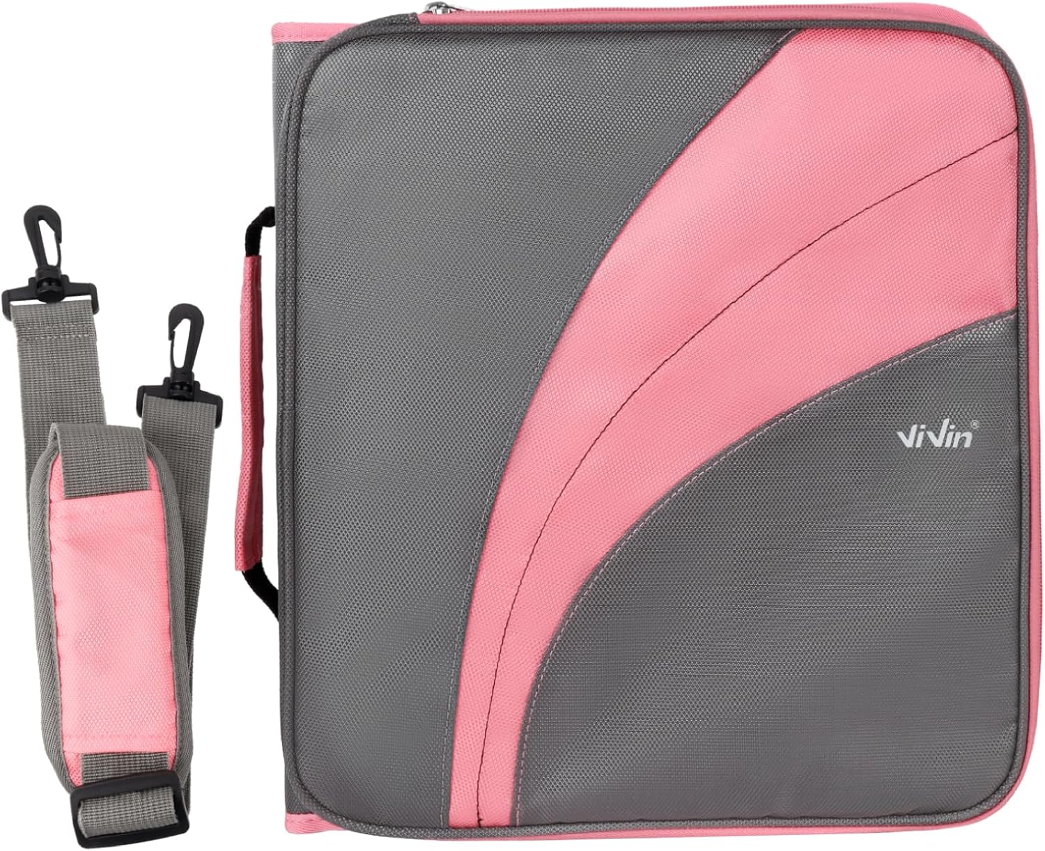 ViVin Zipper Binder 2 Inch O-Ring, 450 Sheet Capacity, 5-Tab Expanding Pockets a...