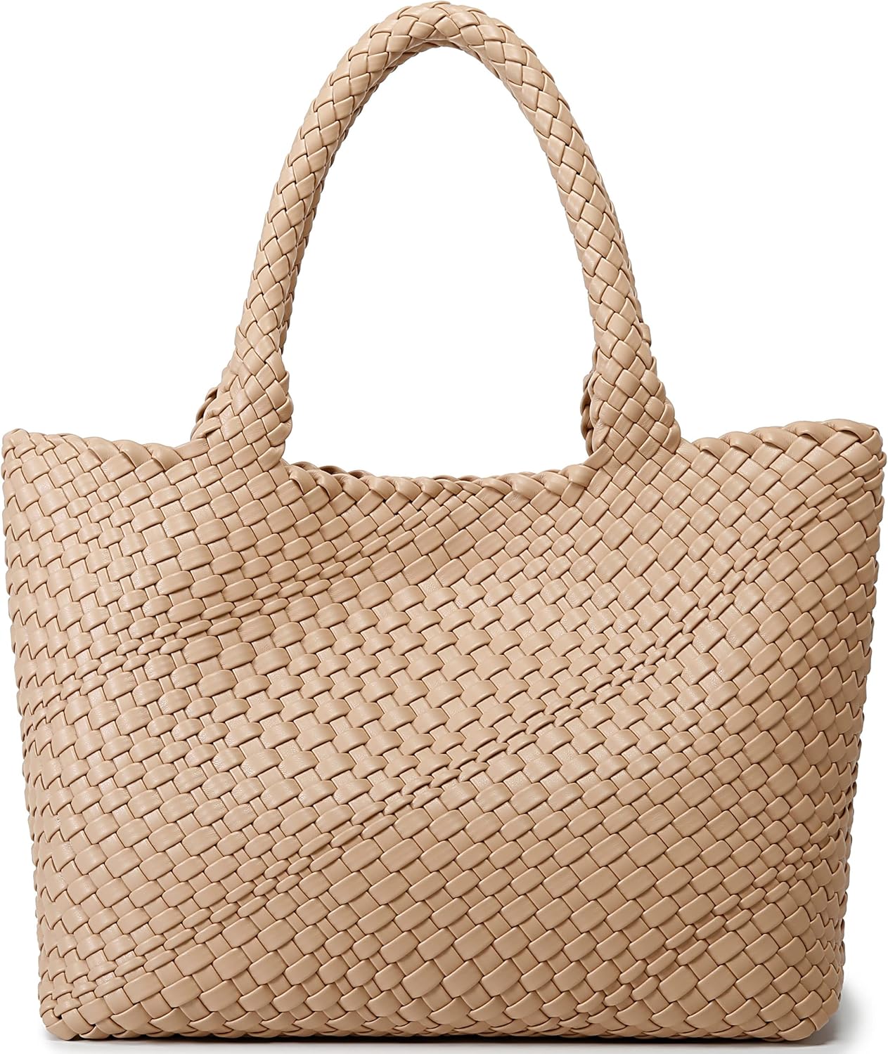 Queenoris Woven Bag for Women, Fashion Top Handle Shoulder Bag Vegan Leather Sho...