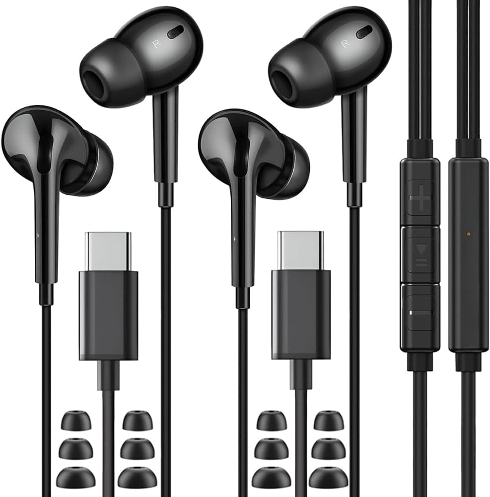 USB C Headphones for Samsung S23 FE S22 S21 S20 A53 A54, Wired Earbuds in-Ear US...
