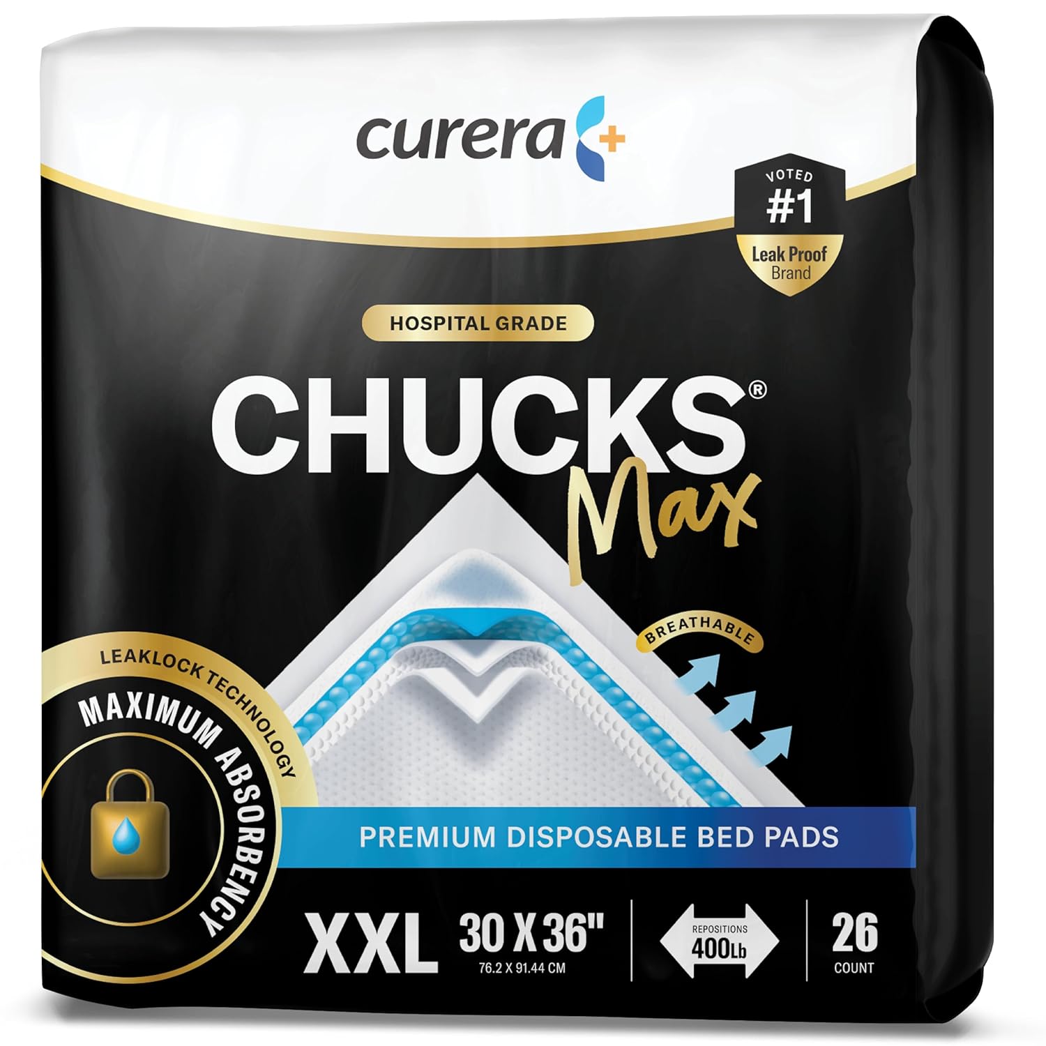 Chucks MAX Hospital Bed Pads Disposable Adult 30 x 36 Breathable Incontinence Pa...