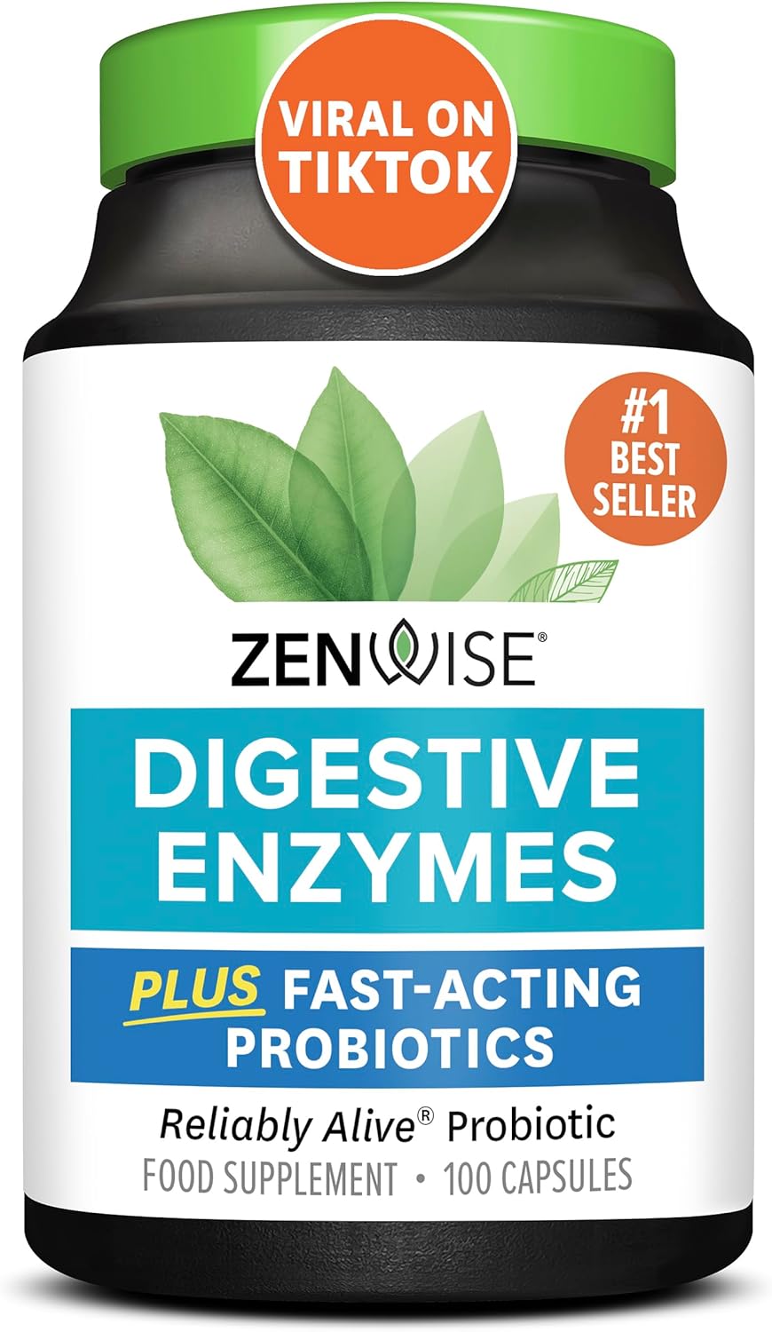 Zenwise Health Digestive Enzymes + Probiotics for Gut Health and Prebiotics Fibr...