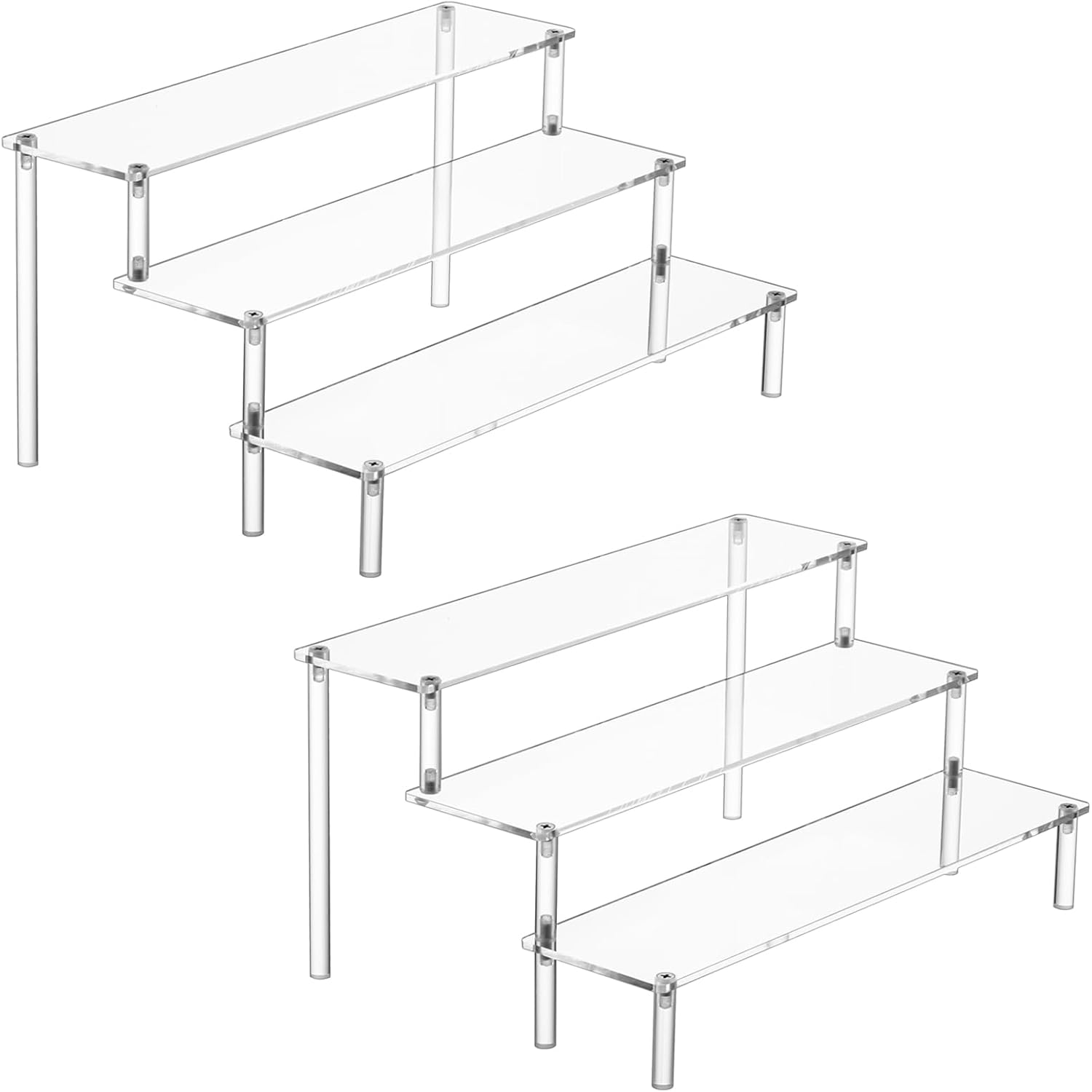 2PCS Large Acrylic Display Risers, Perfume Stand Organizer, Clear Acrylic Shelf...