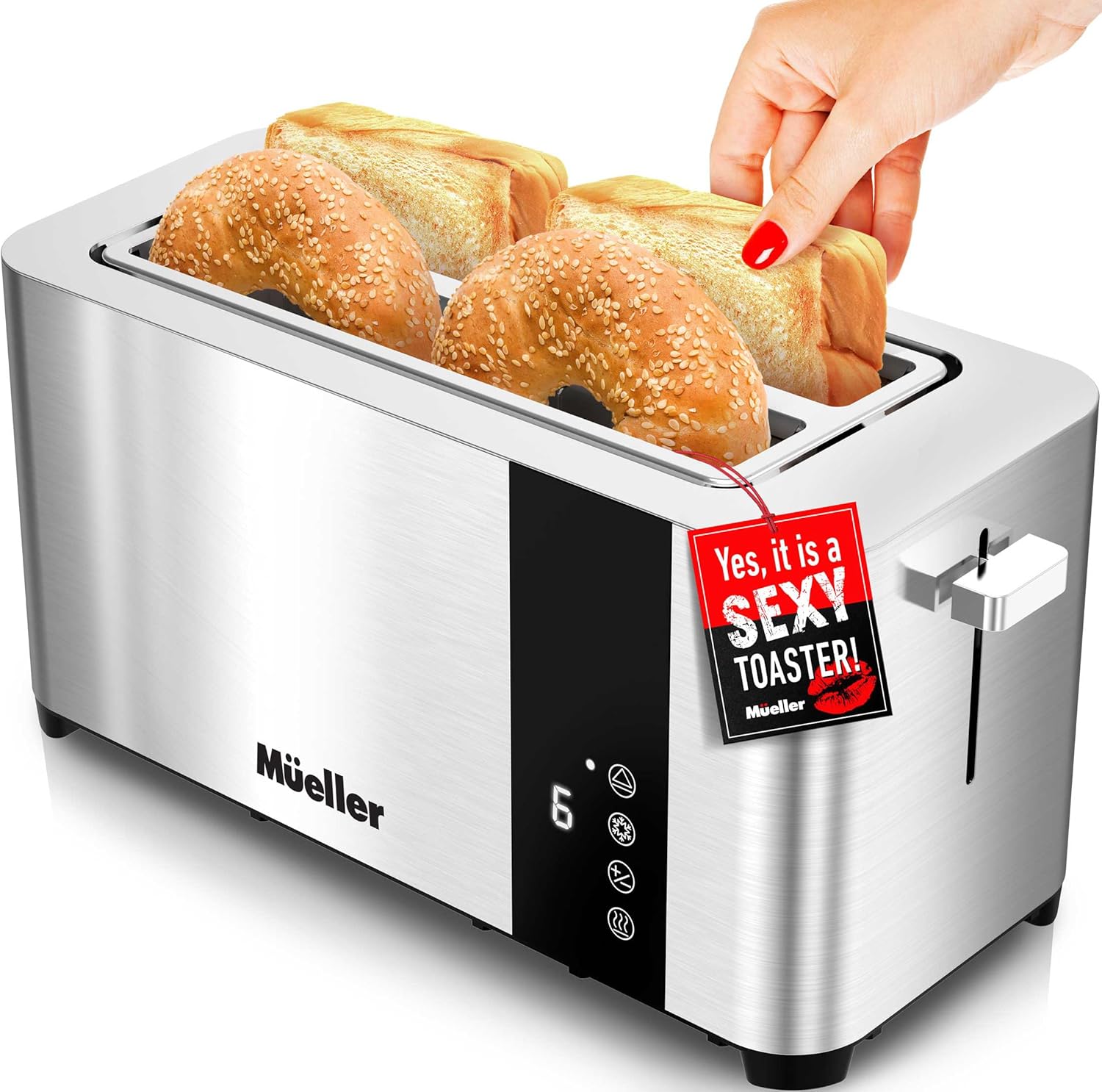 Mueller UltraToast Full Stainless Steel Toaster 4 Slice, Long Extra-Wide Slots f...