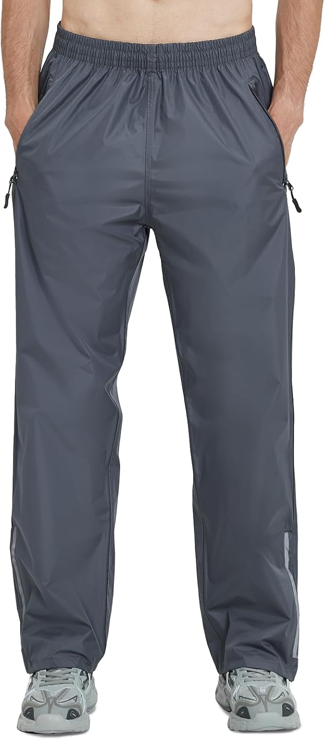 OURCAN Men's Rain Pants Waterproof Windproof Pants Breathable Lightweight Suitab...