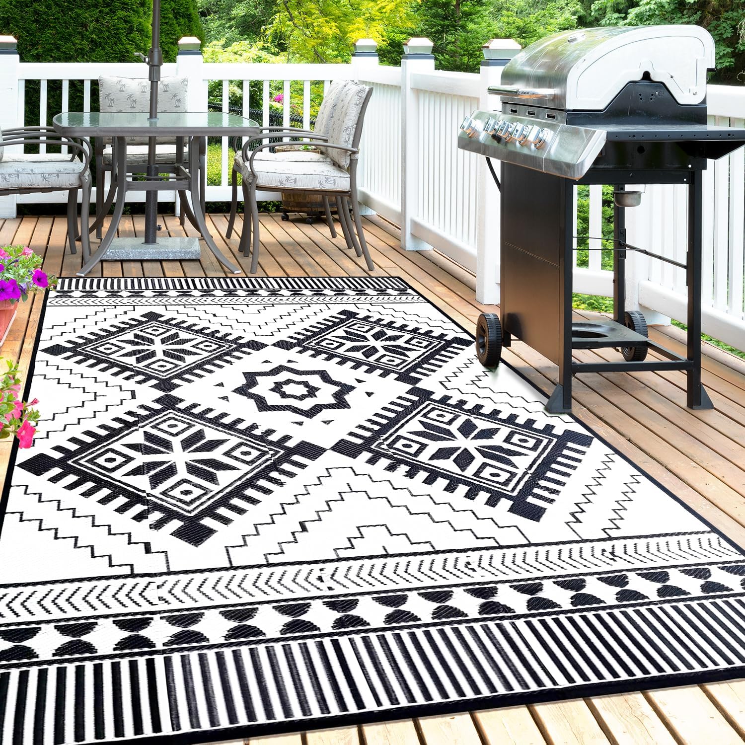 Outdoor Rug Mat for Patio, 8x10ft Waterproof Reversible Plastic Straw Rugs, Camp...