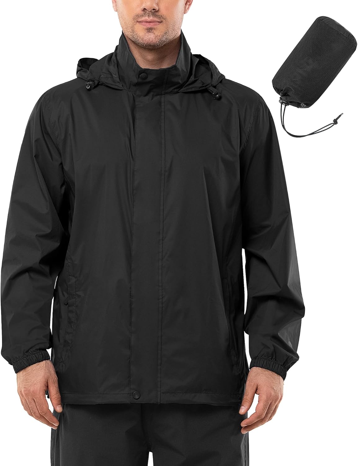Outdoor Ventures Men's Rain Jacket Waterproof Lightweight Packable Rain Shell Ra...