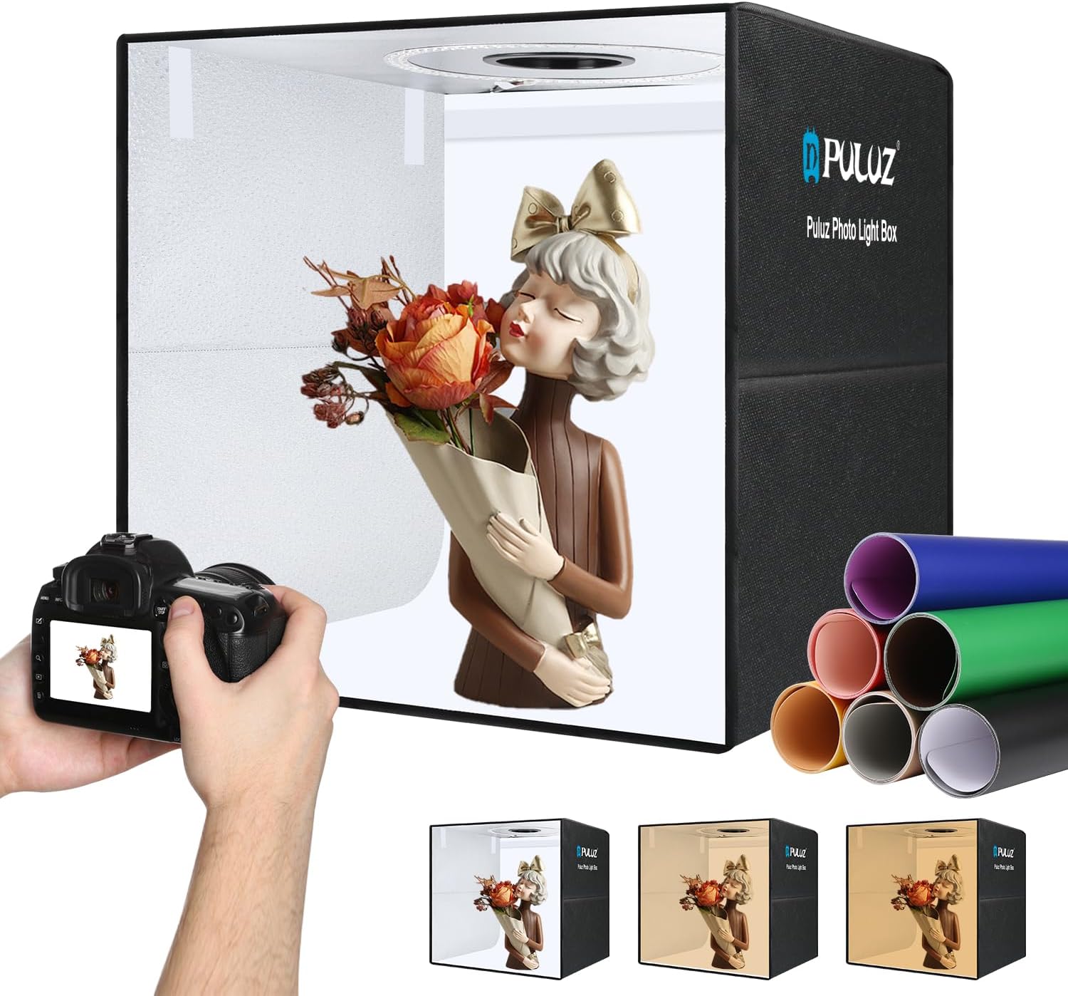 PULUZ Photo Light Box 50cm, Professional Portable Light Box Photography Tent Kit...