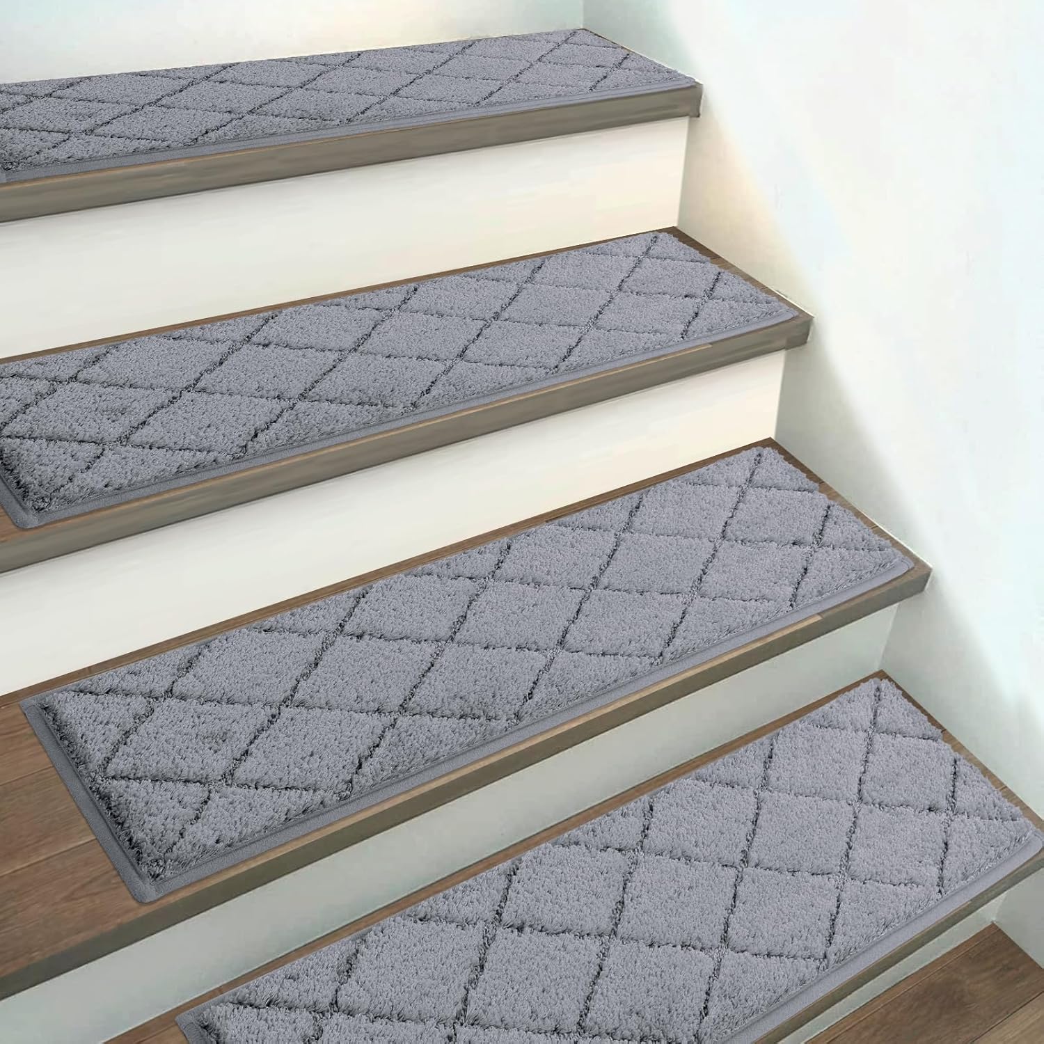 HEBE Carpet Stair Treads Non Slip 15 PCS 8" X 30" Edging Stair Runner for Wooden...