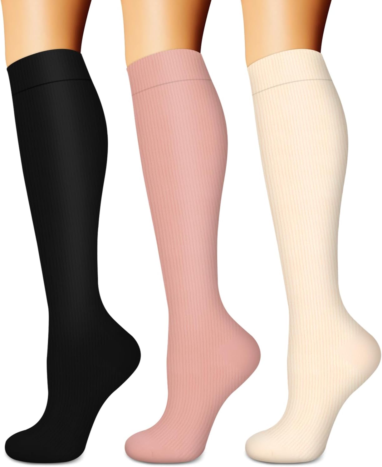 BLUEENJOY Compression Socks for Women & Men (3 pairs) - Best Support for Nurses,...