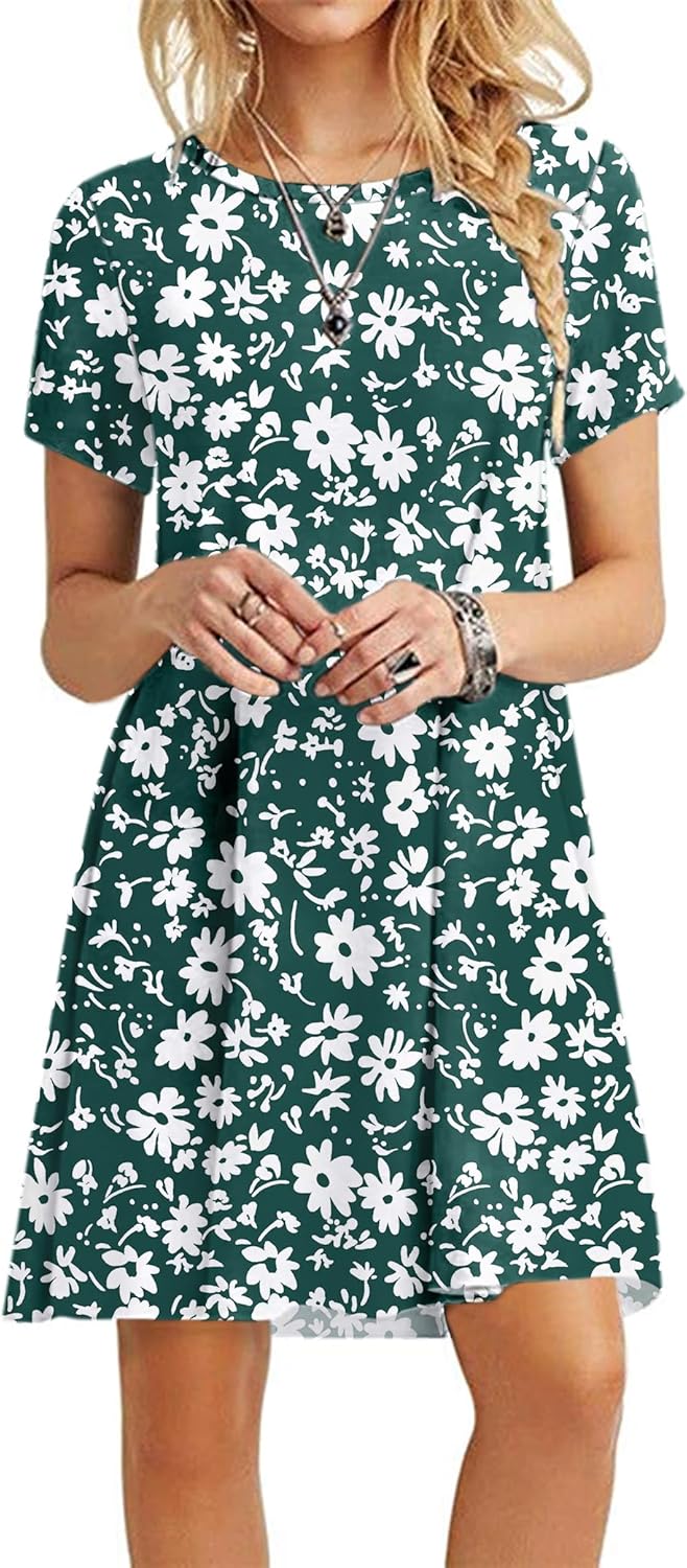 MOLERANI Summer Dresses for Women UK Casual T-Shirt Dress Short Sleeve Ladies Be...