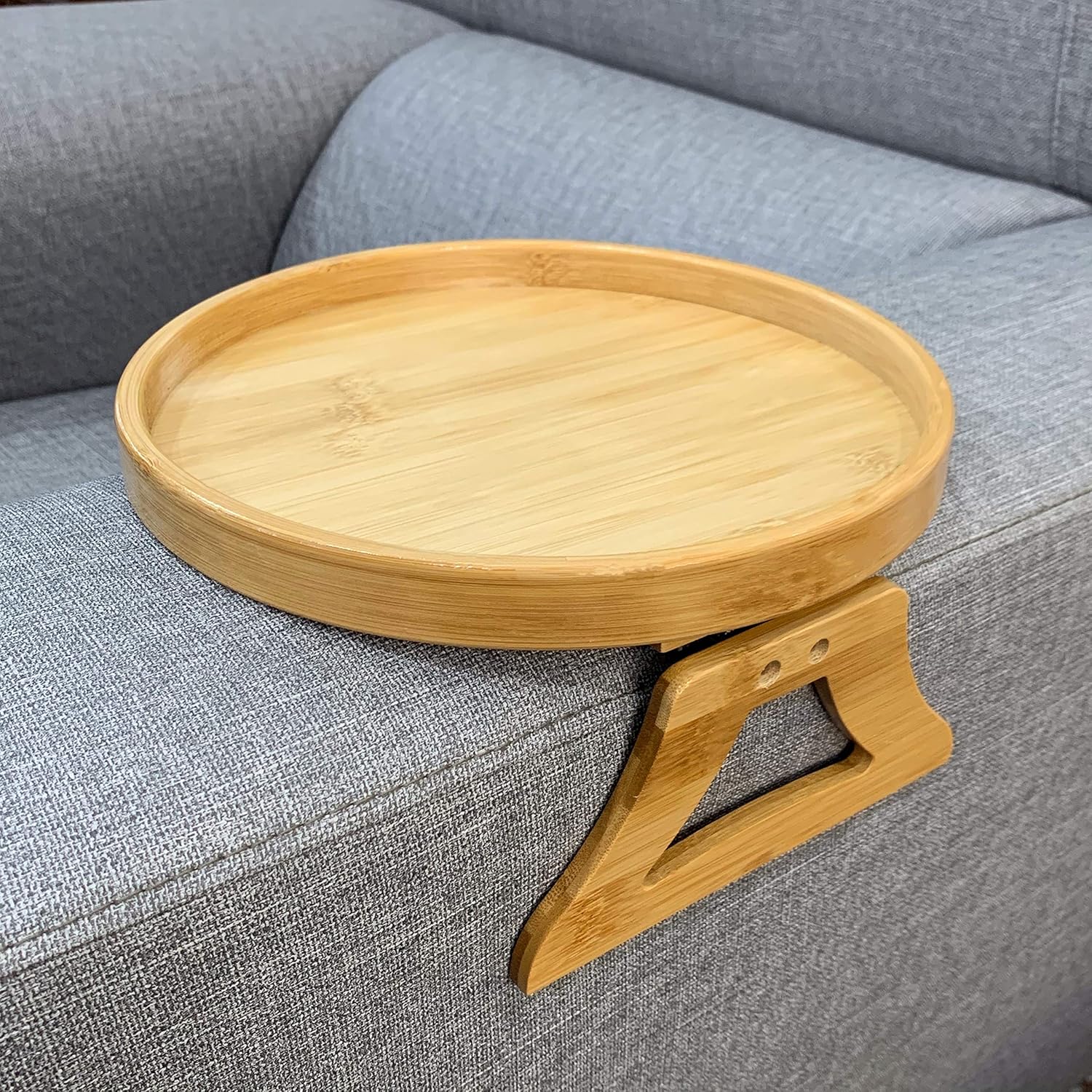 Xchouxer Side Tables Natural Bamboo Sofa Armrest Clip-On Tray, Ideal for Remote/...