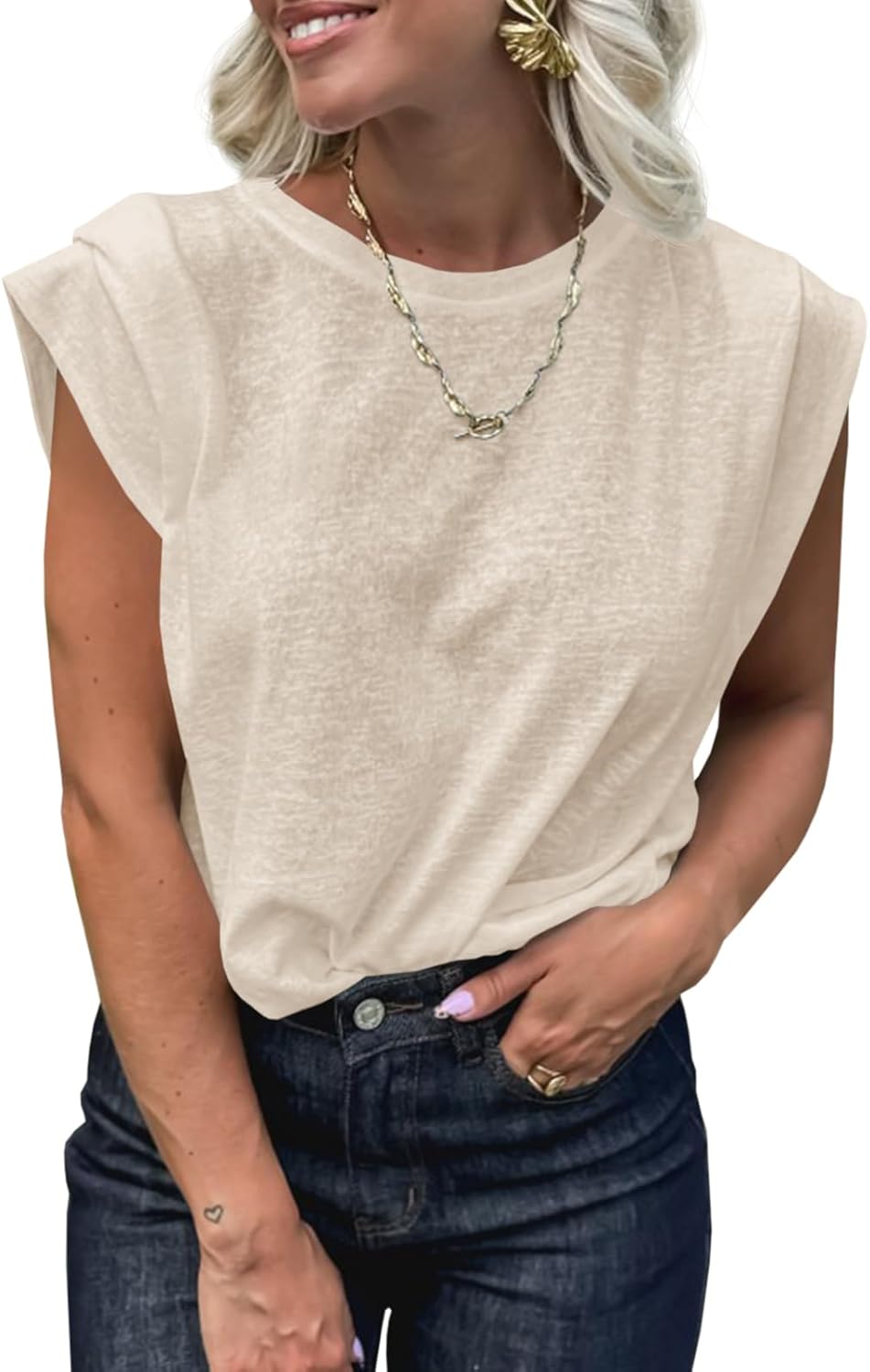 Cicy Bell Womens Cap Sleeve Tank Tops Boat Neck Loose Fit Tshirts Summer Casual...