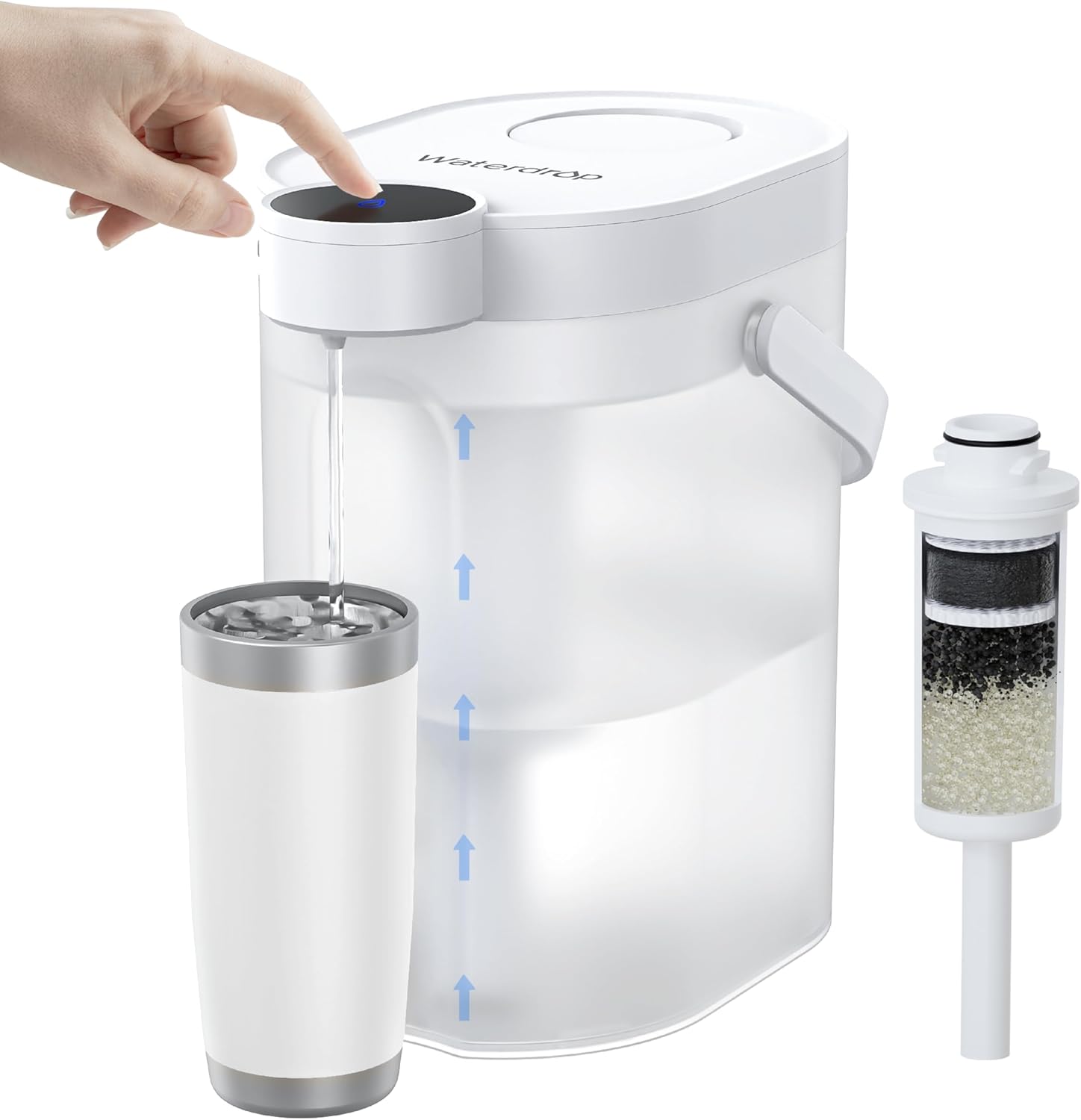 Waterdrop FreshTaste Instant Water Filter Pitcher, Rechargeable Powerful Dispens...