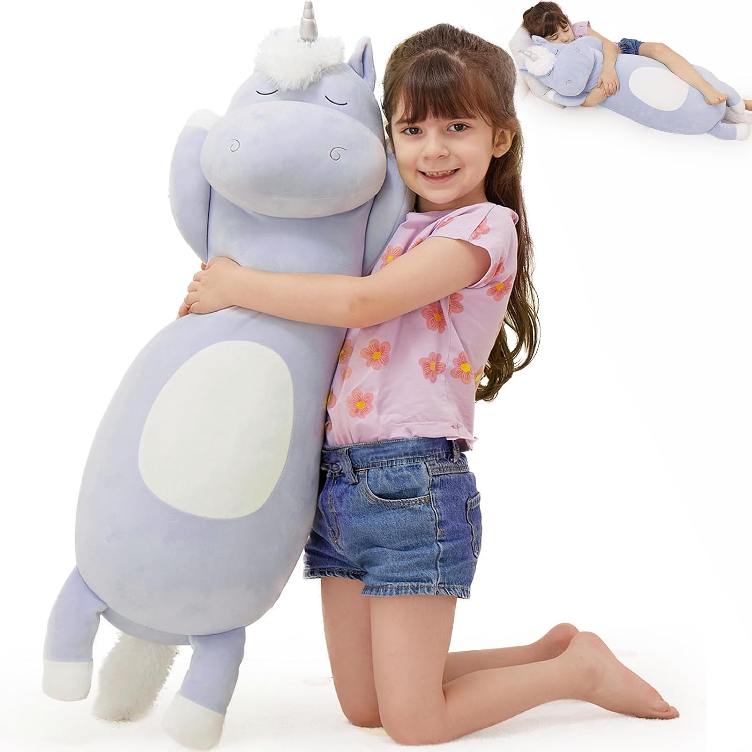 MorisMos Unicorn Body Pillow, 36.2'' Plush Unicorn Stuffed Animal, Super Soft Un...
