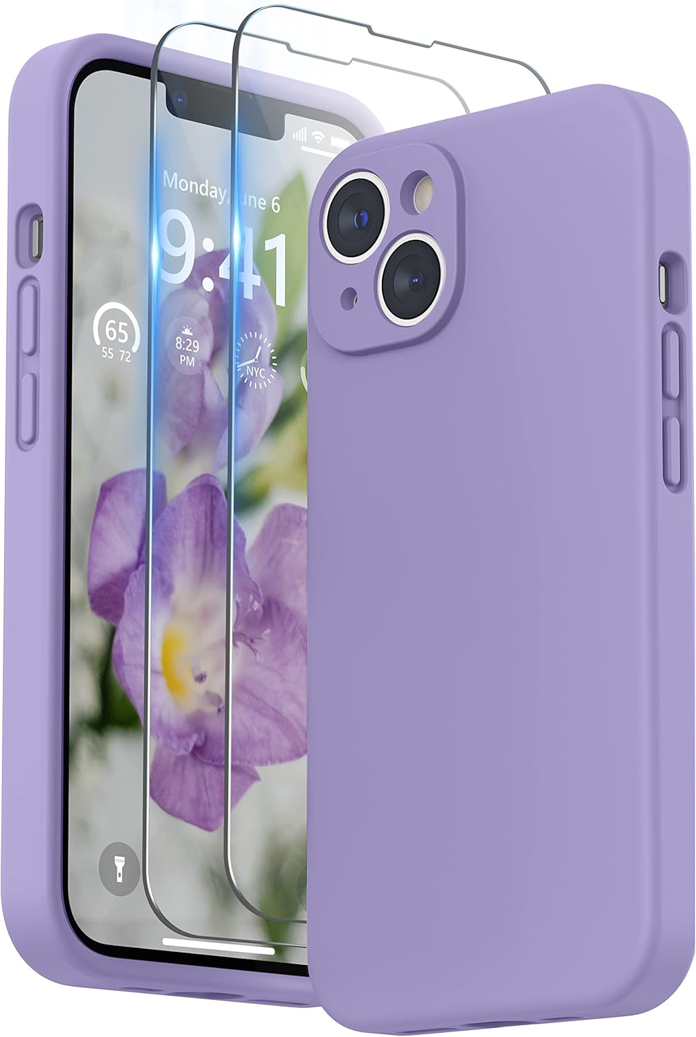 SURPHY Compatible with iPhone 14 Plus Case with Screen Protector, Liquid Silicon...