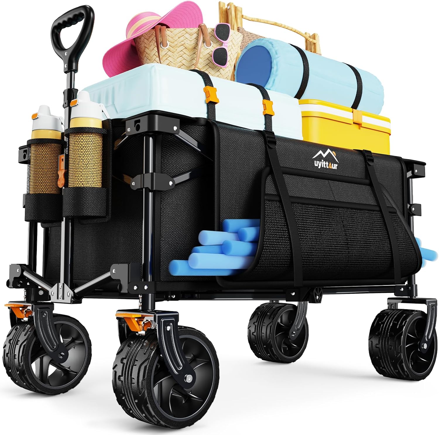 Collapsible Wagon Cart Heavy Duty Foldable, Folding Beach Wagon with Big Wheels...