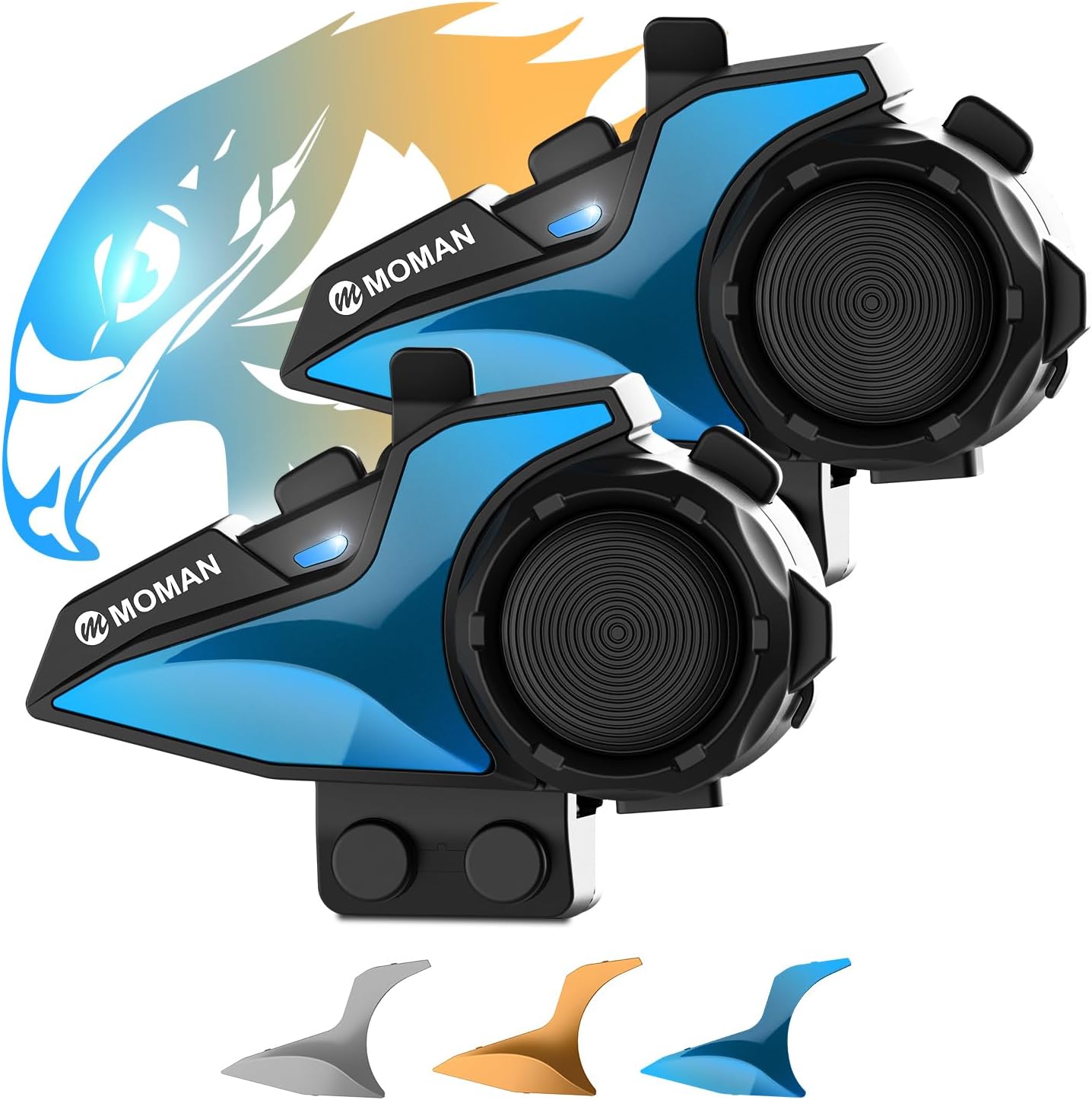 Motorcycle Intercom Headset, Moman H2E Eagle-Like Communication System with Dual...