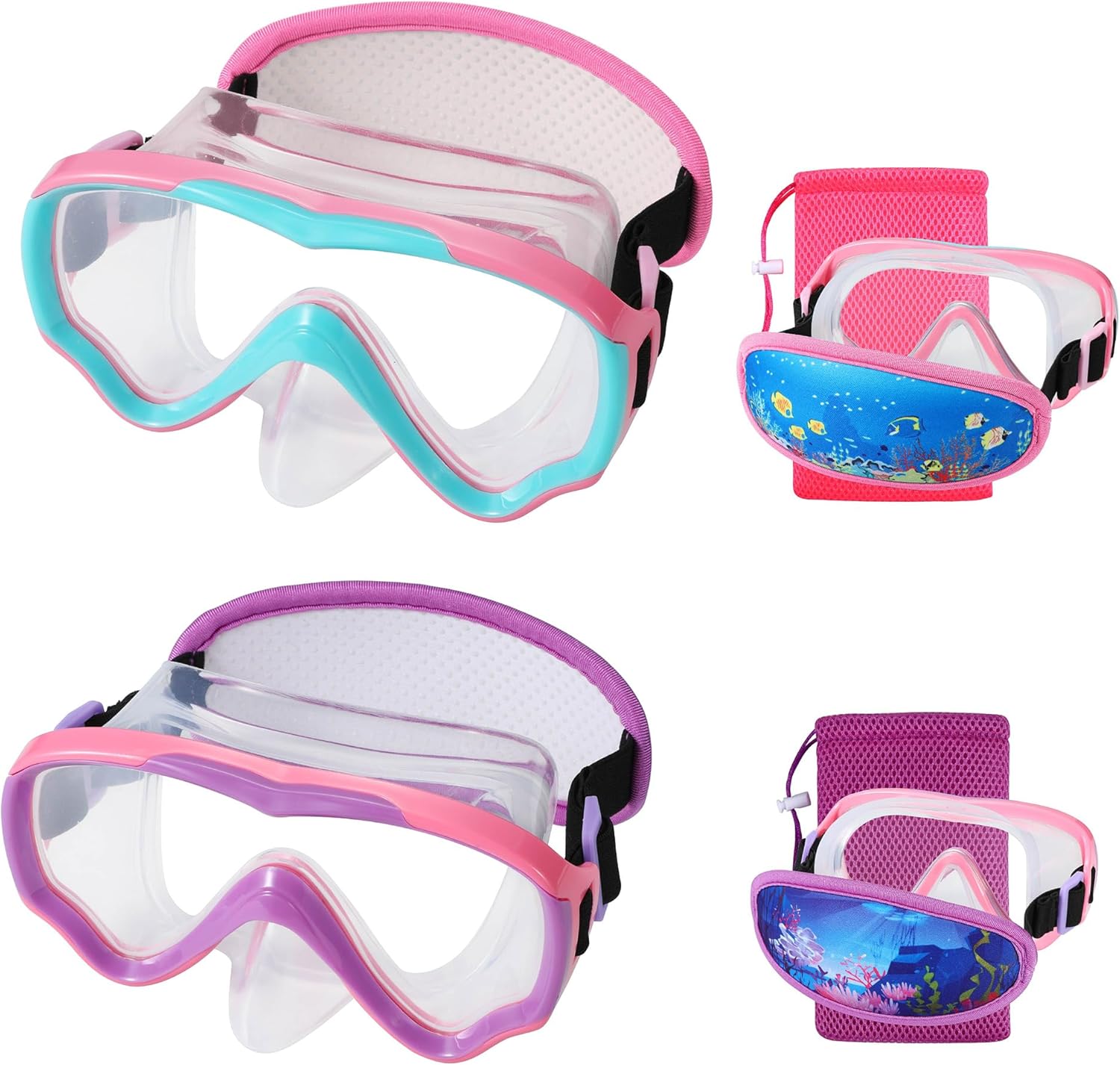 Swim Goggles Kids 6-14, Diving Mask No Tangle Strap，Water Goggles Nose Cover fo...