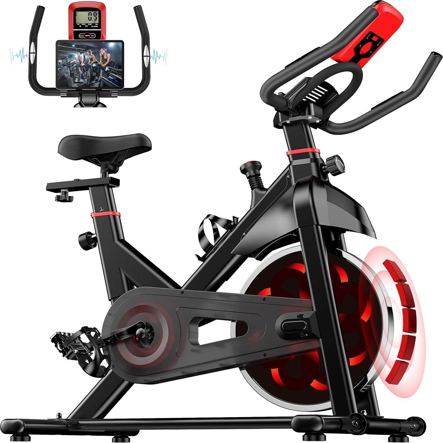 Jupgod Stationary Exercise Bike, Indoor Cycling Bike with Slient Flywheel, LCD M...