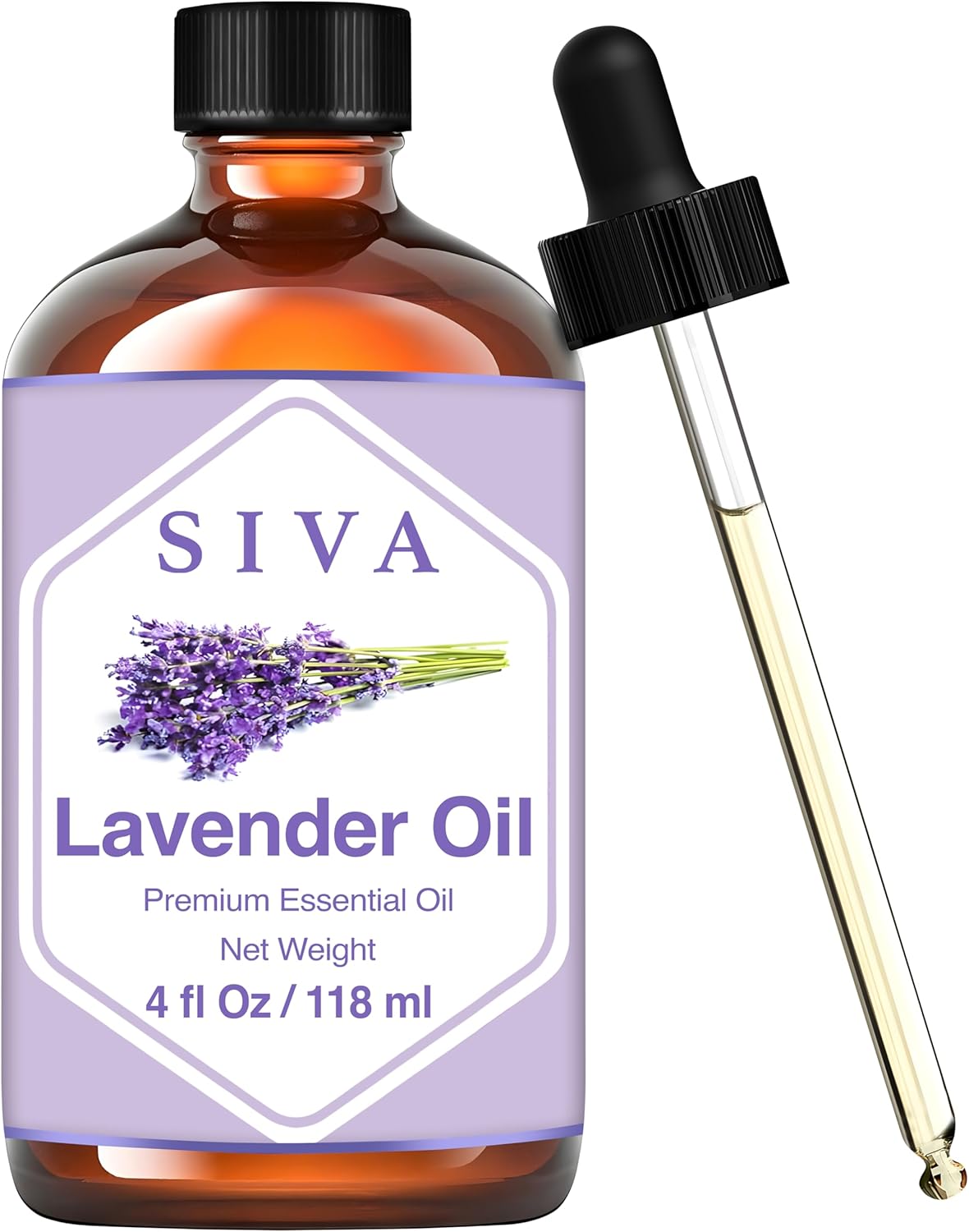 Siva Lavender Essential Oil 4 Fl Oz with Glass Dropper – 100% Pure, Natural, Und...