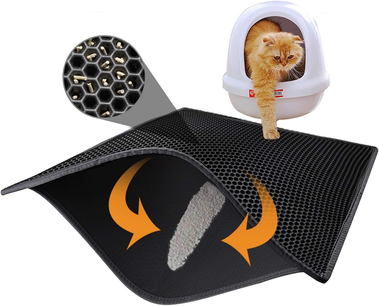 Pieviev Cat Litter Mat Litter Tray Mat of Large Size Double Layer Honeycomb Larg...