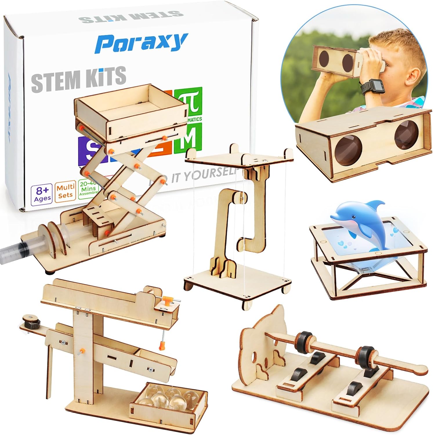 Poraxy 6 in 1 STEM Kits for Kids Age 8-10, Science Building Educational Experime...