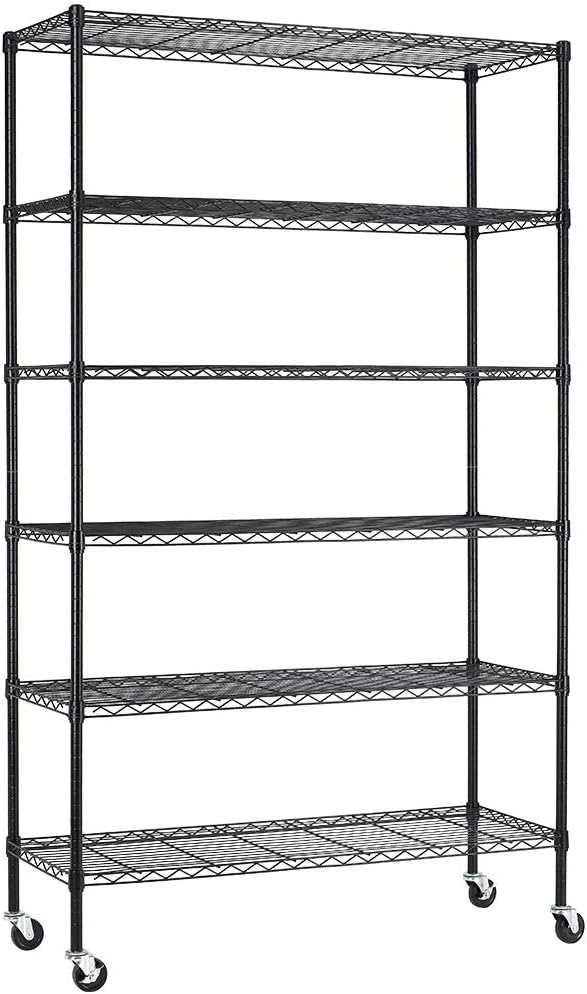18x48x72 Inch Commercial Wire Shelving Unit with Wheels 6 Tier Heavy Duty Layer...