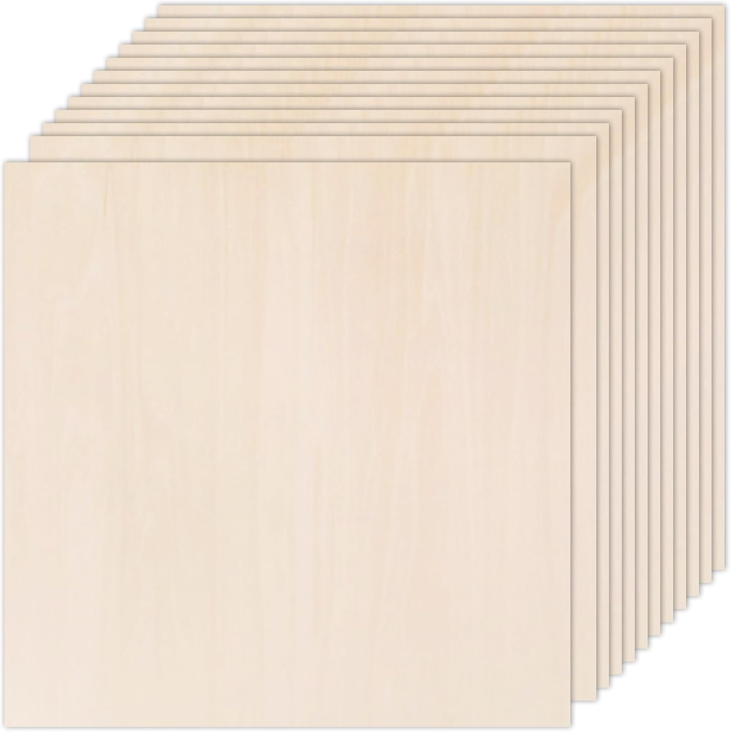 12Pcs Plywood Sheets, 300 x 300 x 3mm Unfinished Basswood Sheets Board for Woodc...