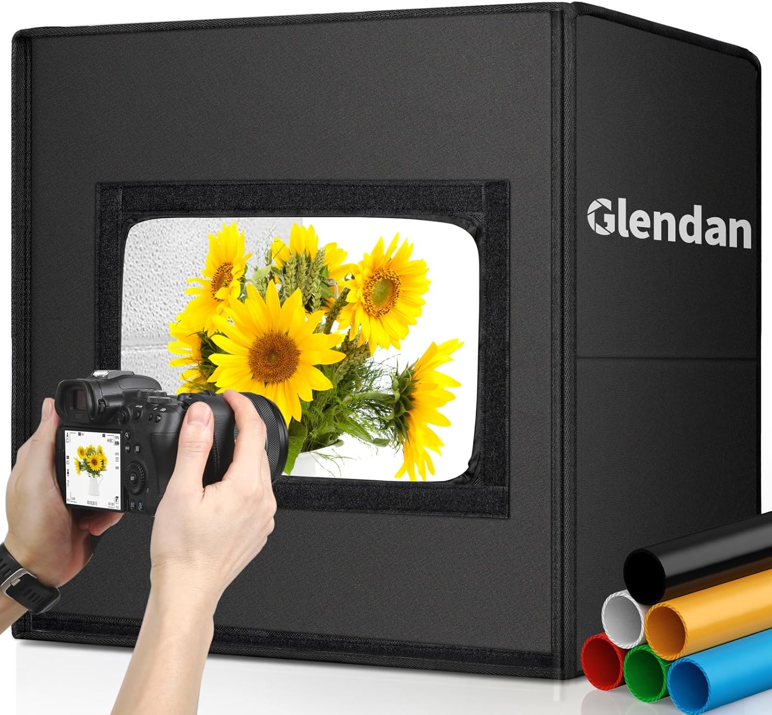 Glendan Light Box Photography, Portable Photo Studio Light Box, 16" x 16" Profes...