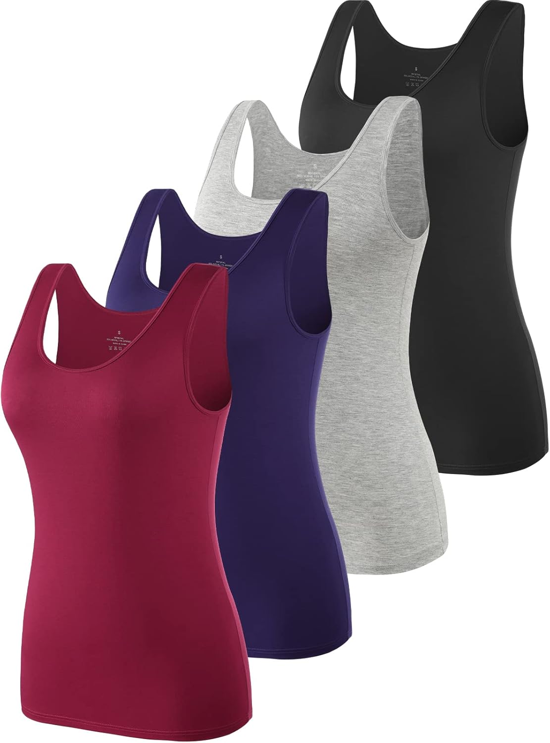 Vislivin Womens Supersoft Vest Tops Stretch Casual Tank Tops 3-4 Pack