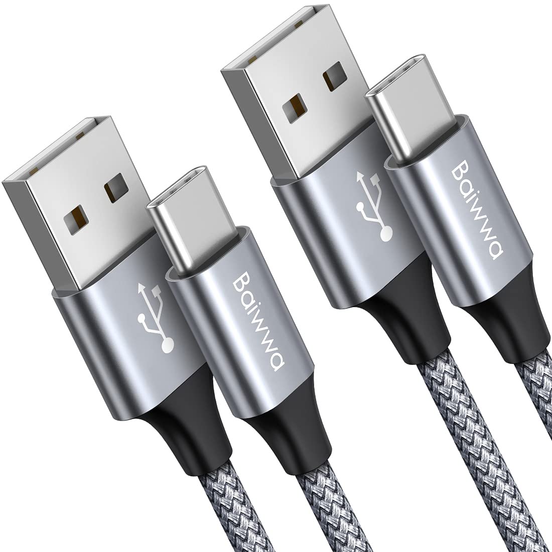 Baiwwa USB C Cable 3ft Fast Charging, 2-Pack USB A to Type C Cable Braided Charg...