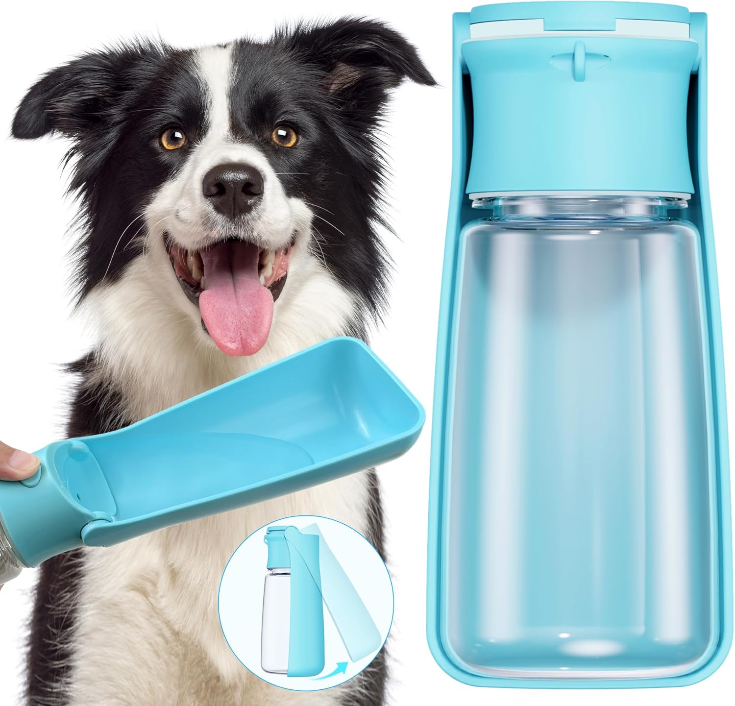Portable Dog Water Bottle Dispenser [Leak Proof & Foldable] Dog Travel Water Bot...