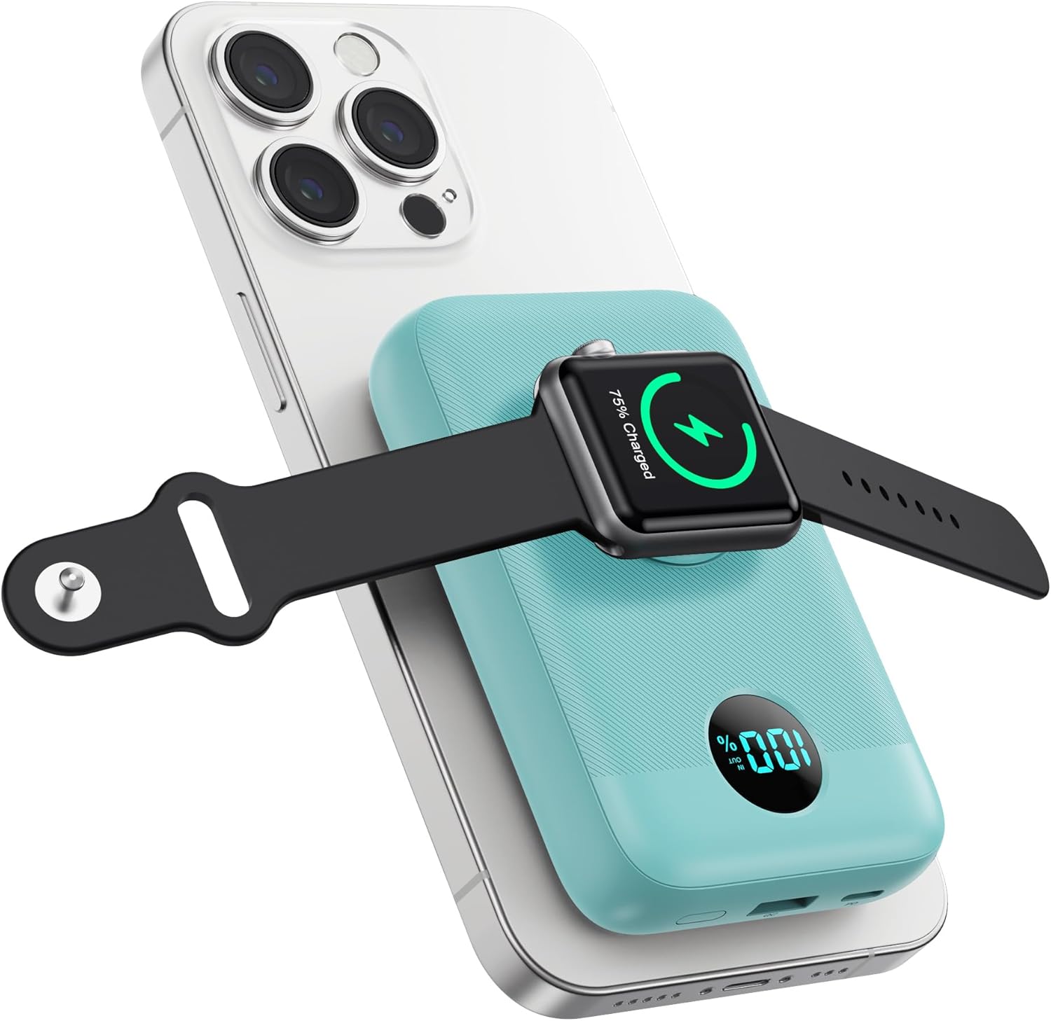 Magnetic Portable Charger 10800mAh,4-in-1 Wireless Power Bank with iWatch Charge...