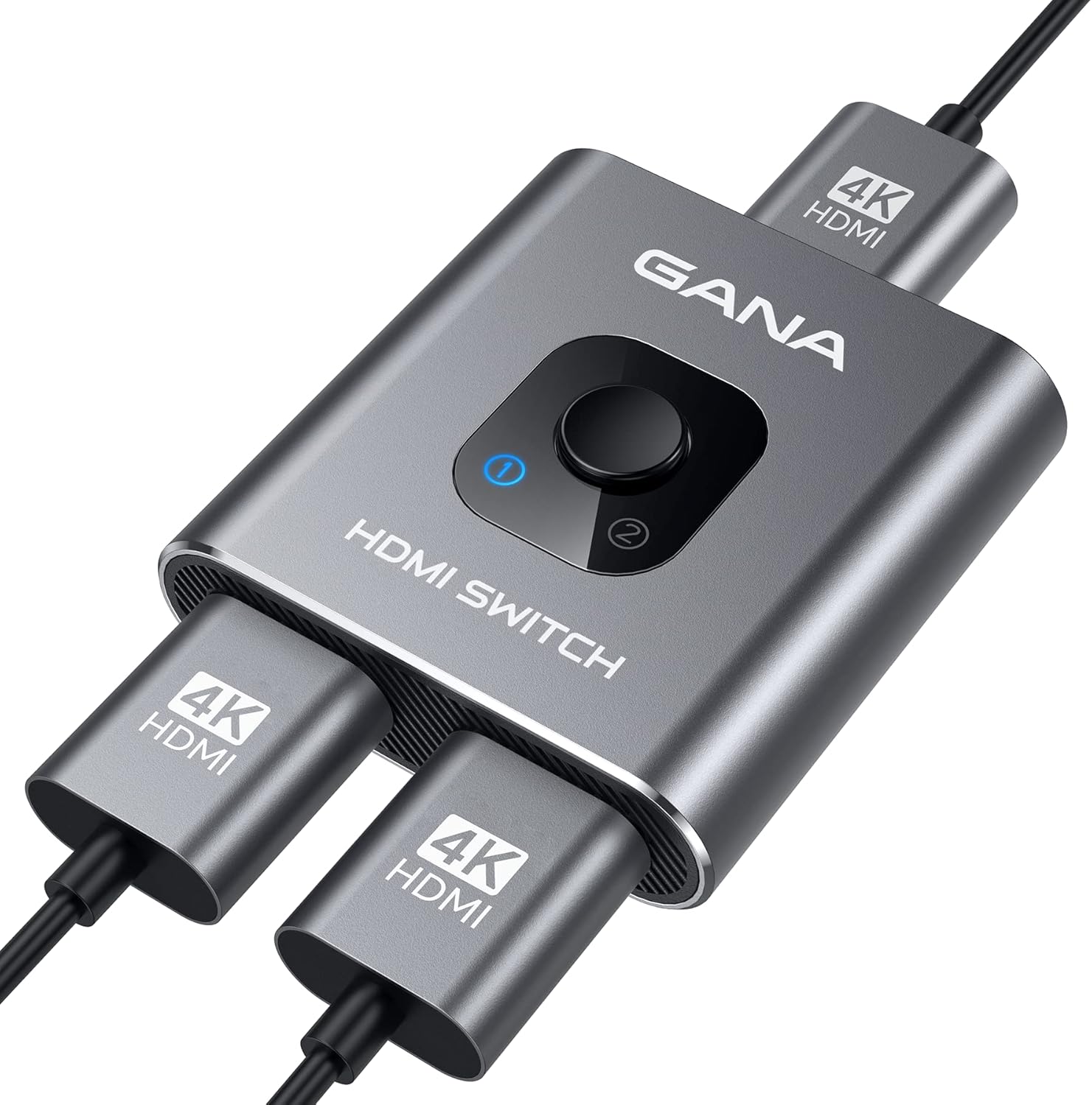HDMI Switch 4k@60hz Splitter, GANA Aluminum Bidirectional HDMI Switcher 2 in 1 O...