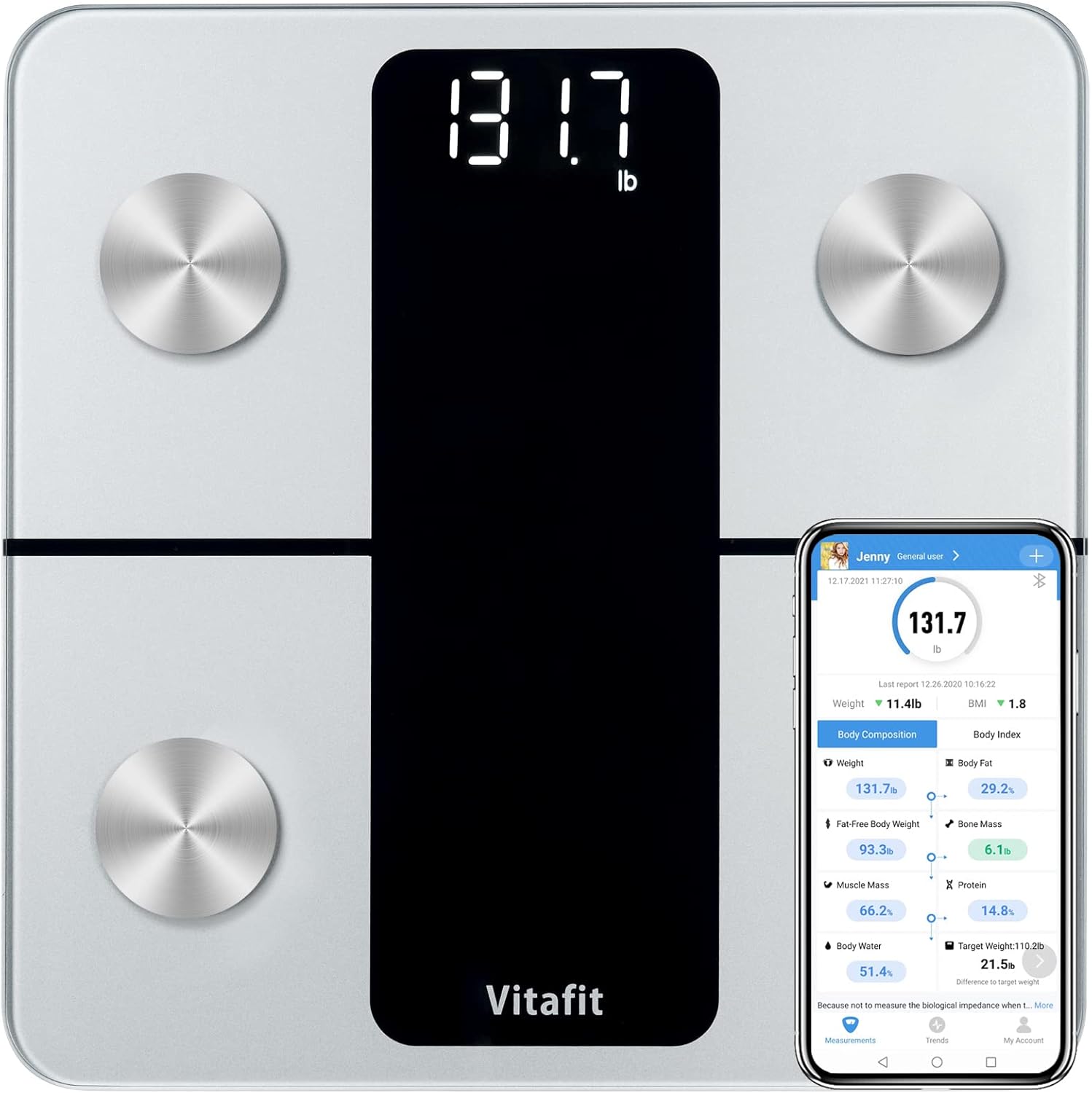 Vitafit Smart Bathroom Scale Body Weight, High Accuracy Assured by Weight Scale...