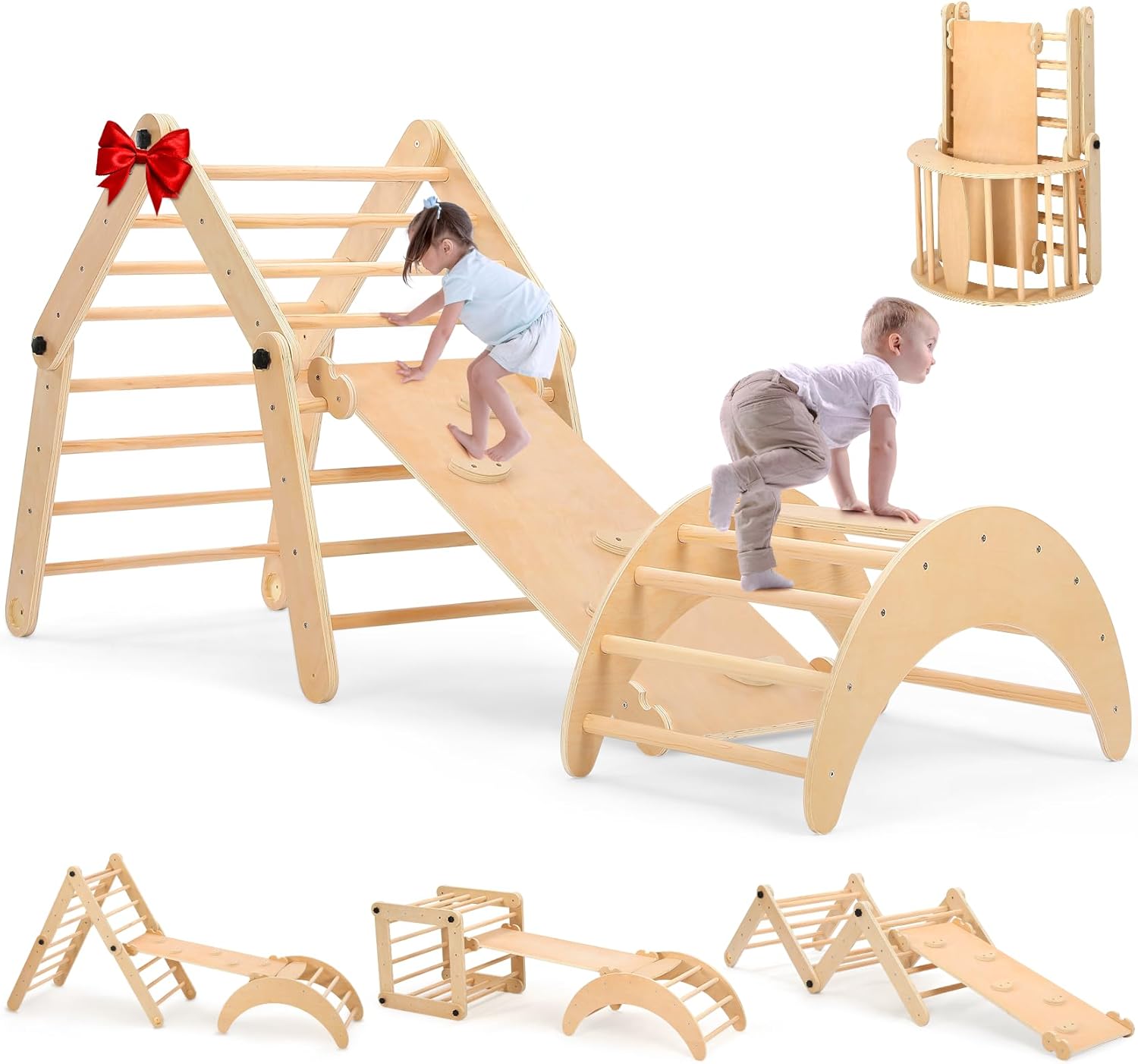 Dripex Deformable Pikler Triangle Set, Fun Over 20 Playing Modes Climbing Toys f...