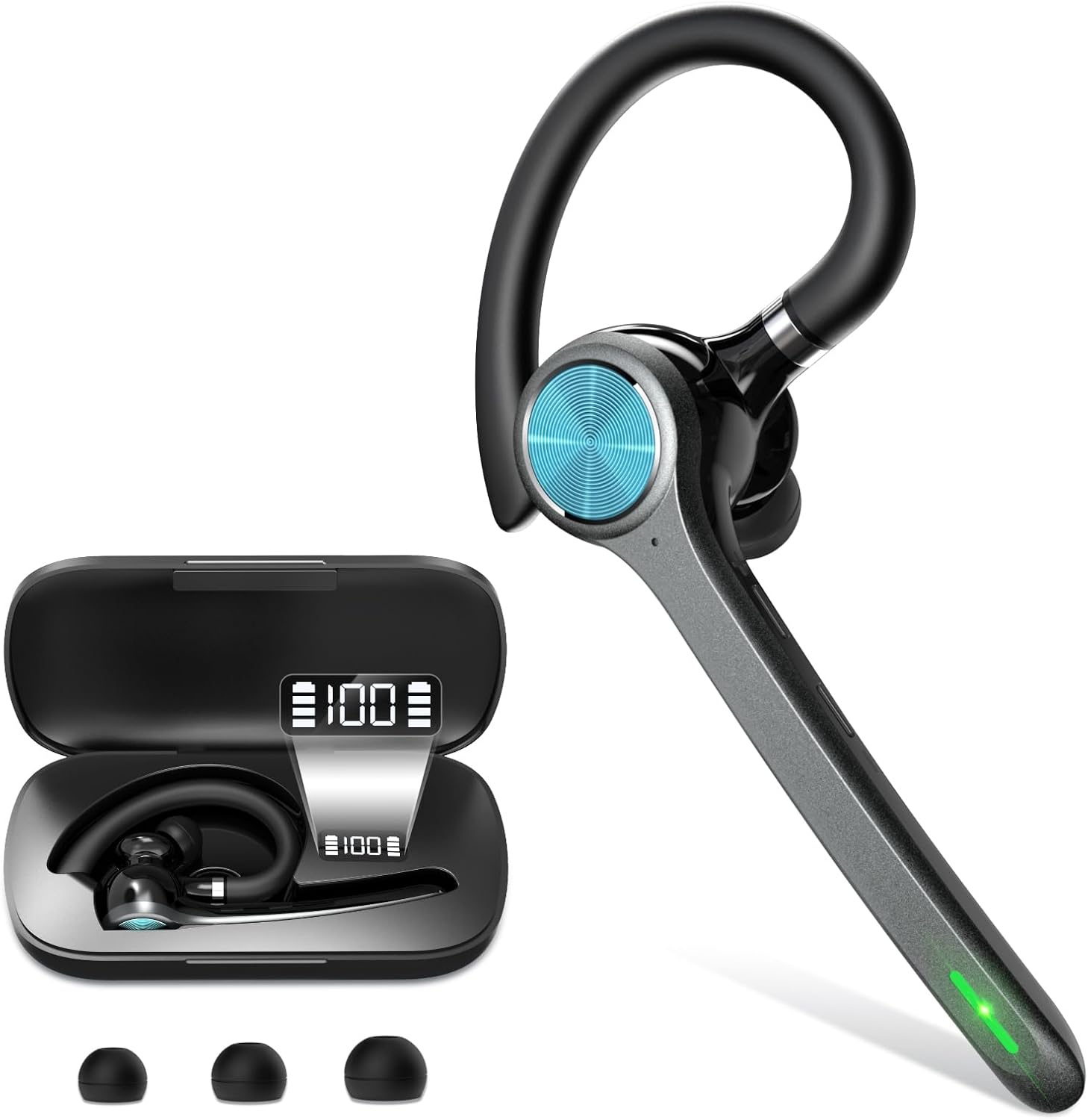 Bluetooth Headset, Wireless Bluetooth Earpiece with 500mAh Charging Case 72 Hour...