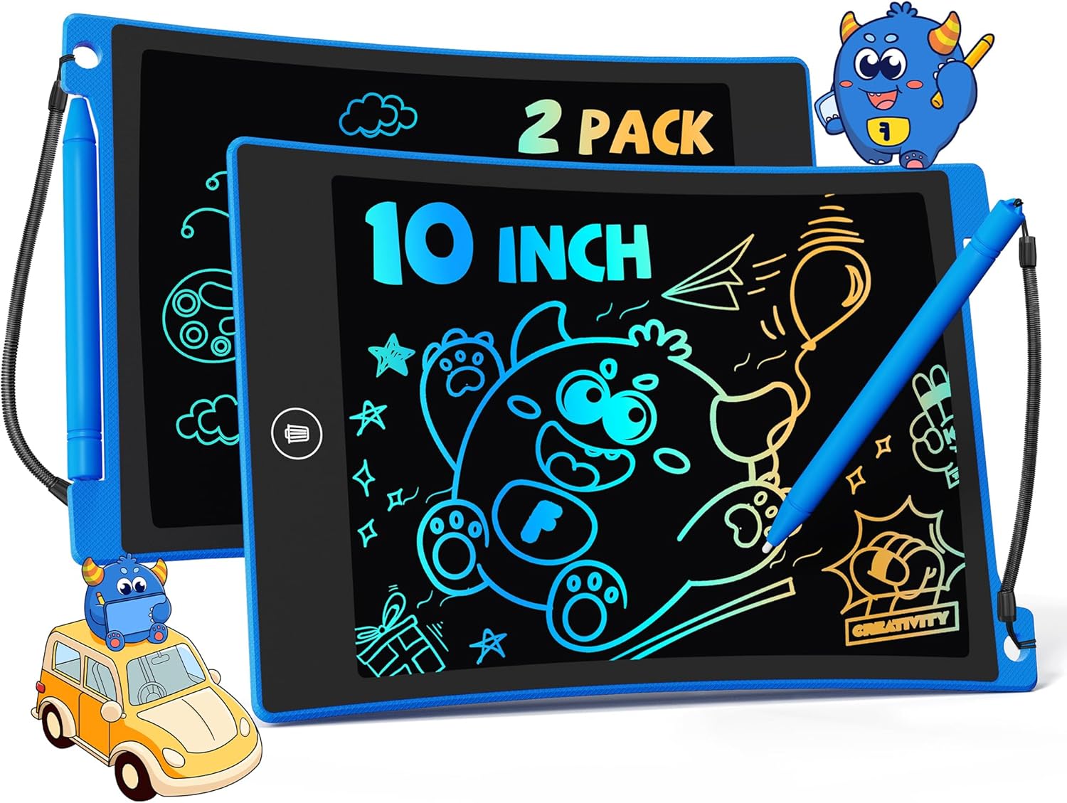 TEKFUN 2 Pack LCD Writing Tablet 10inch Erasable Colorful Drawing Tablet Writing...