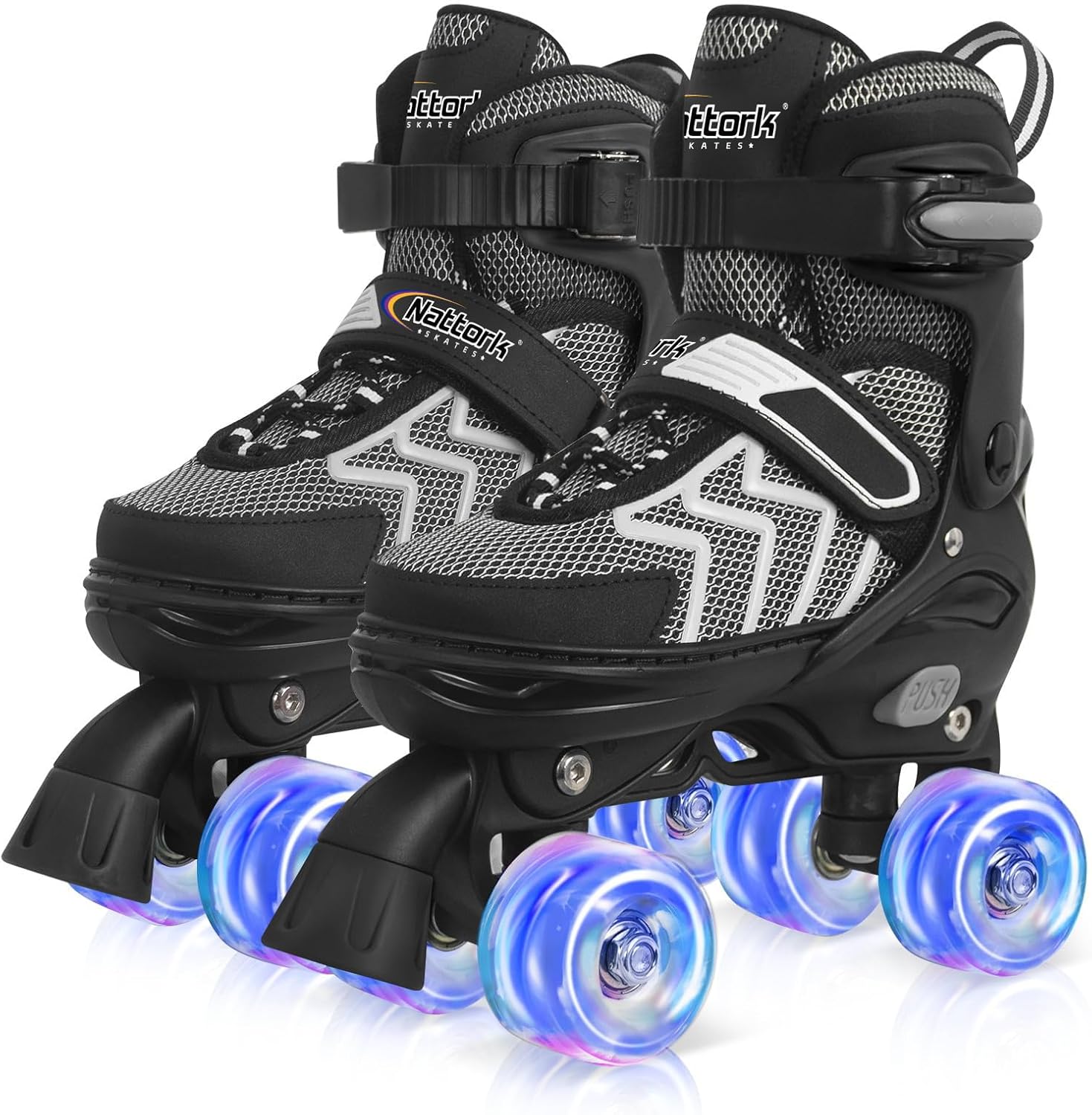 Nattork Kids Roller Skates for Boys & Girls, 4 Size Adjustable Rollerskates with...