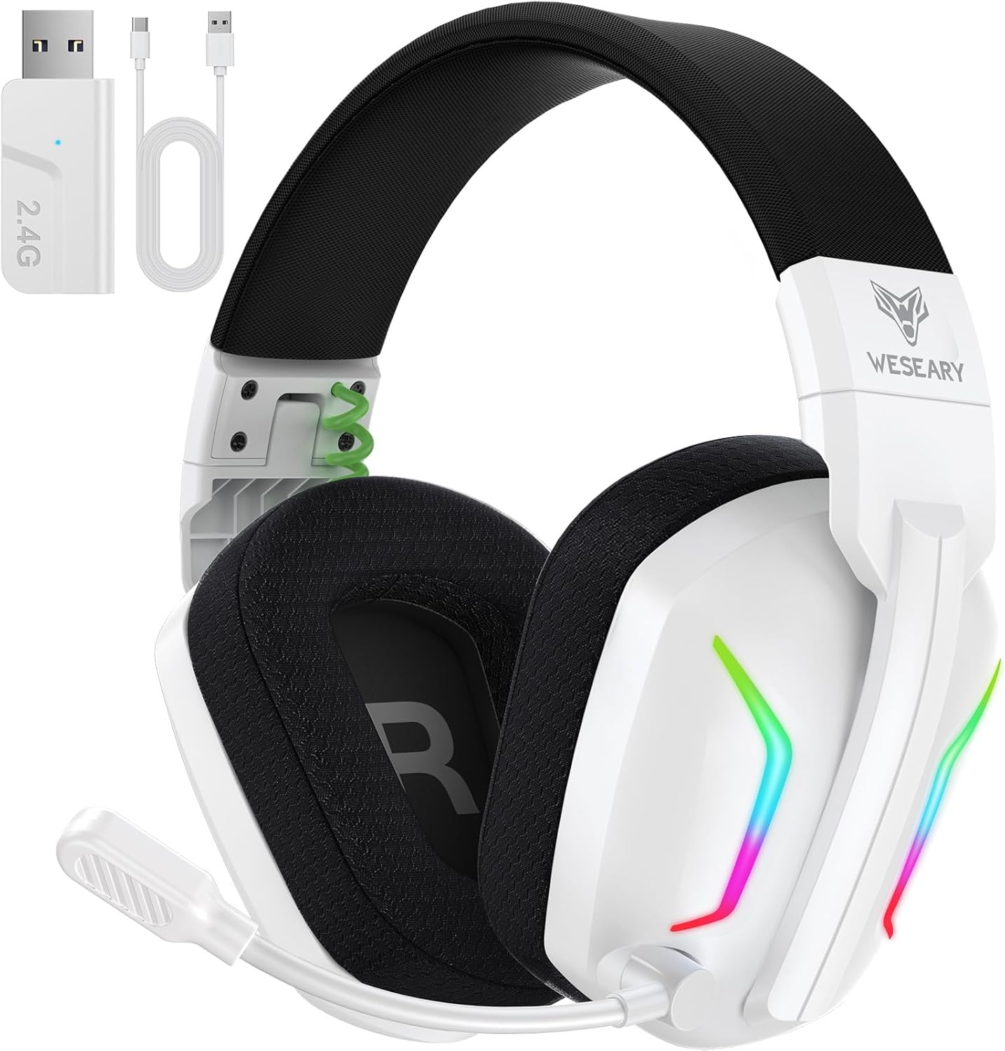 WESEARY Wireless Gaming Headset for PC, PS5, PS4, Switch, Mac, 2.4GHz Wireless G...