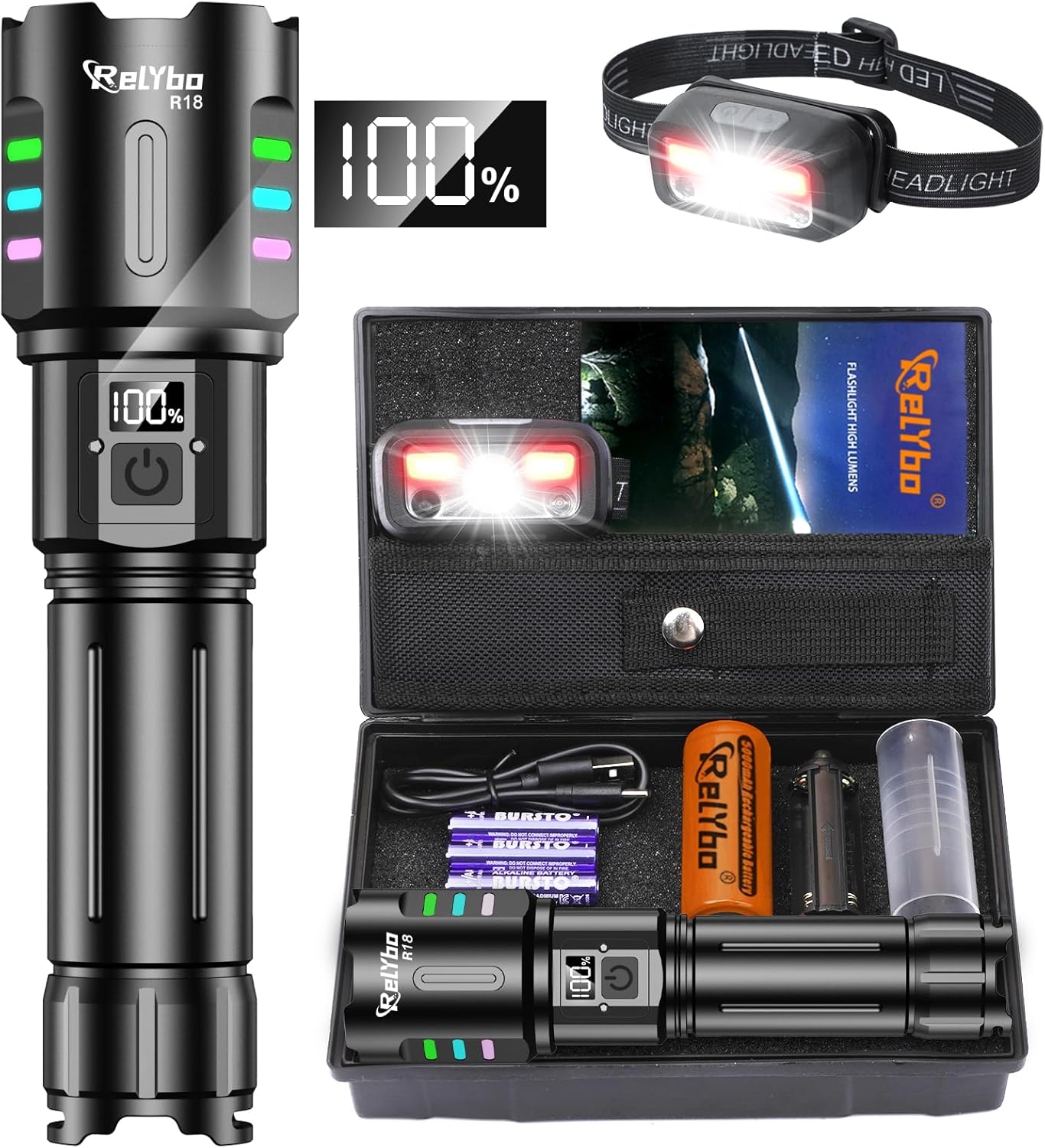 Relybo Torches LED Super Bright Rechargeable, Led Torch Rechargeable 500000 Lume...