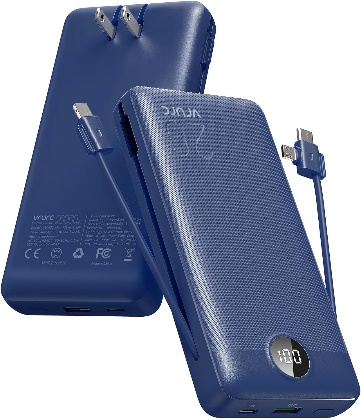 VRURC Portable Charger 20000mAh, Fast Charging Power Bank USB C,4 Output 2 Input...