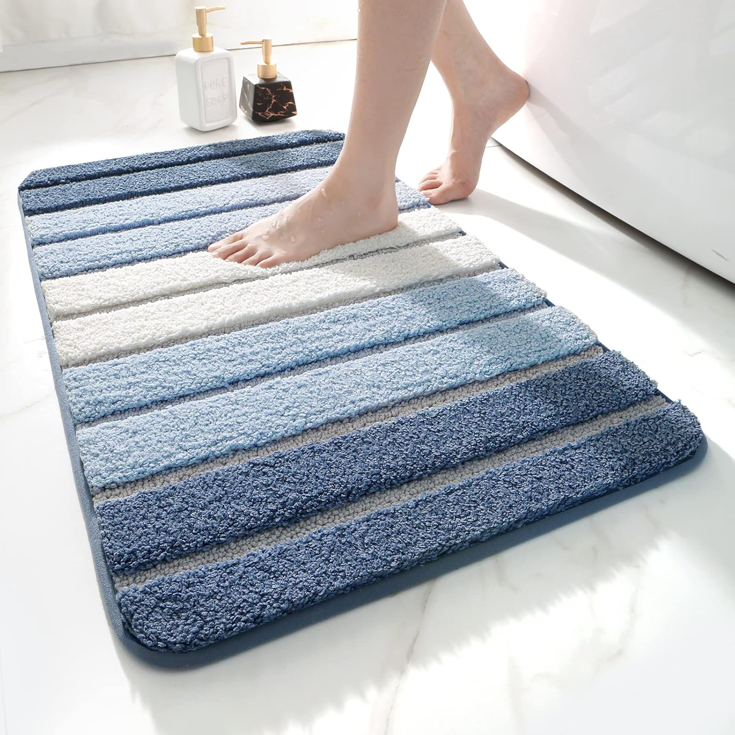 DEXI Bath Mat 60 x 90 cm, Extra Soft Absorbent Microfiber, Non-Slip Washable Rug...