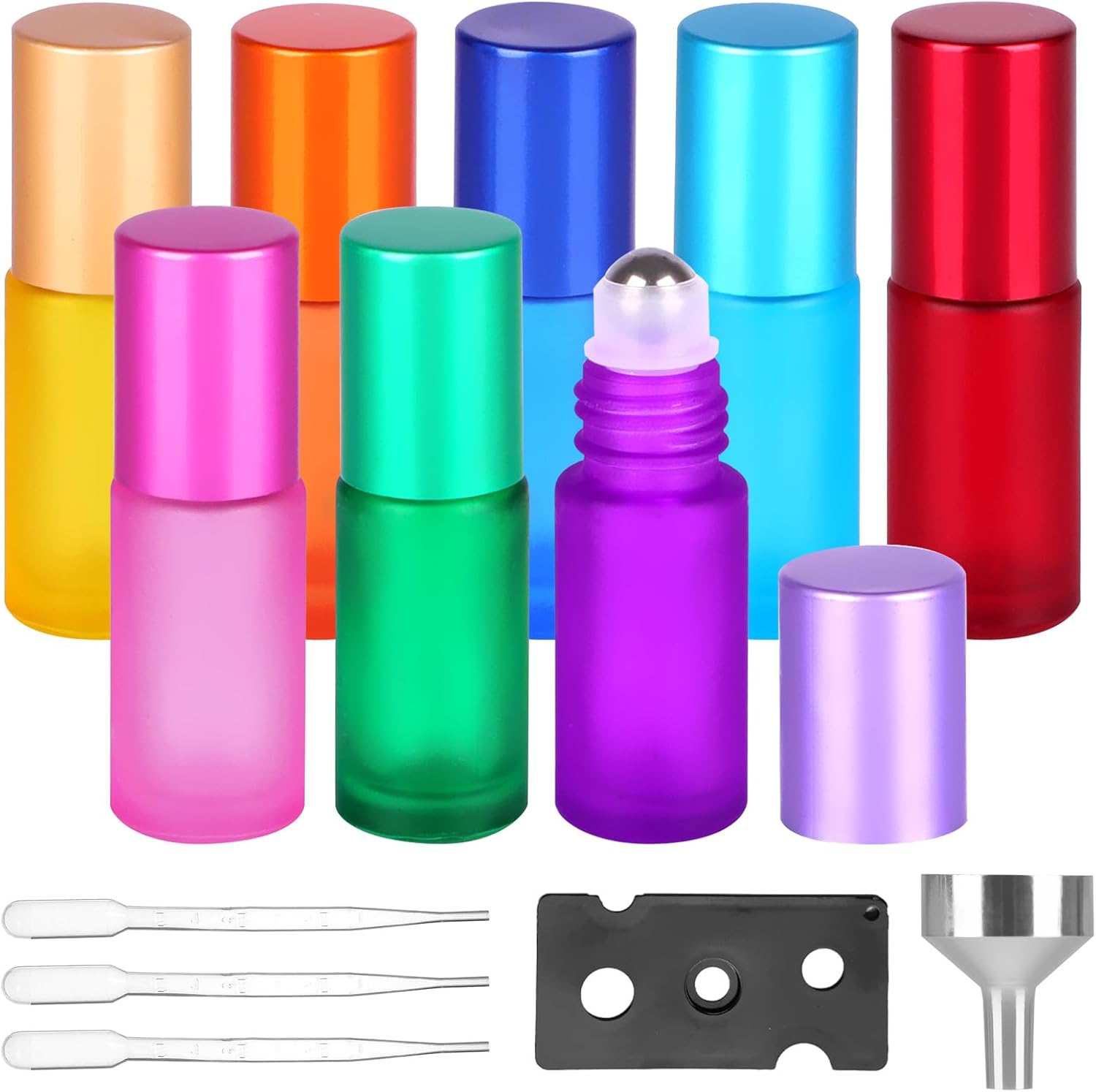Essential Oils Roller Bottles, 8pcs Roll on Bottles with Stainless Steel Ball, 5...