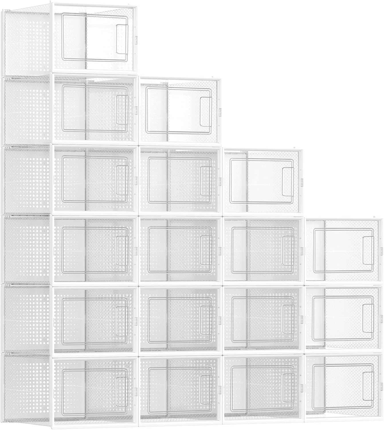 SONGMICS Shoe Boxes, Pack of 18 Shoe Storage Organizers, Stackable Clear Plastic...