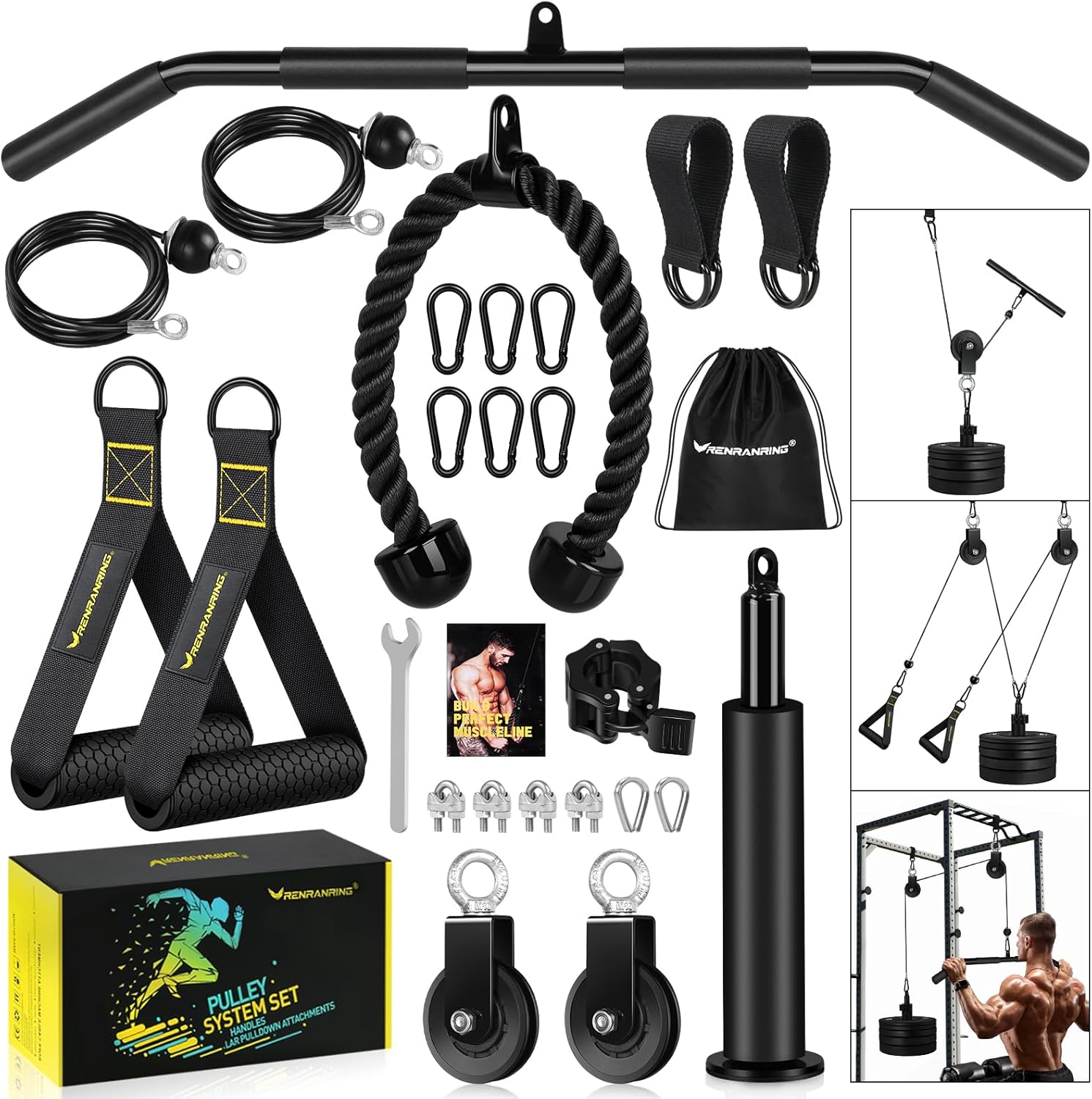 RENRANRING Pulley System, Weight Cable Pulley System for Home Gym,Cable Machine...